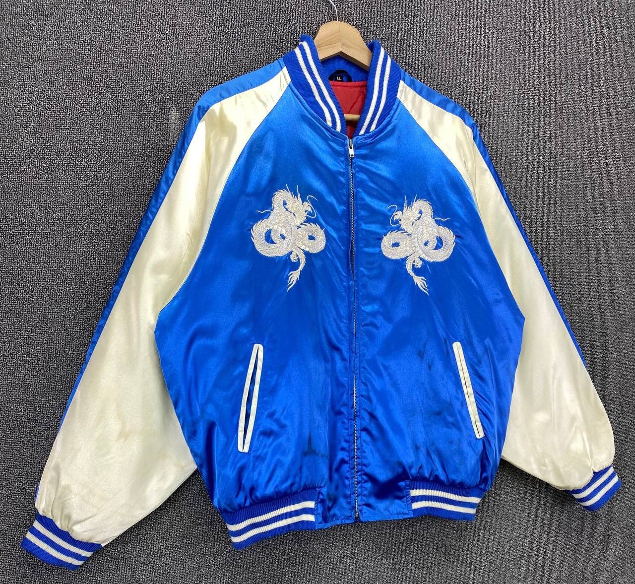 Japanese Brand Vintage 90s Sukajan Dragon Embroidery Varsity Jacket Size US L / EU 52-54 / 3 - 7 Thumbnail