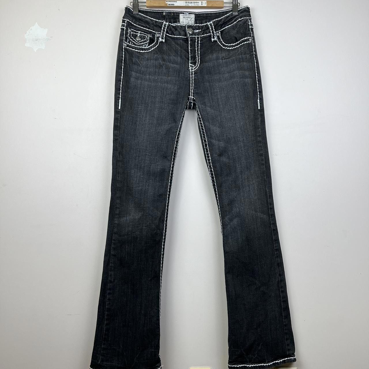 Designer La Idol Premium Black Flare Jeans with Unique Stitching Size 30" / US 8 / IT 44 - 2 Thumbnail