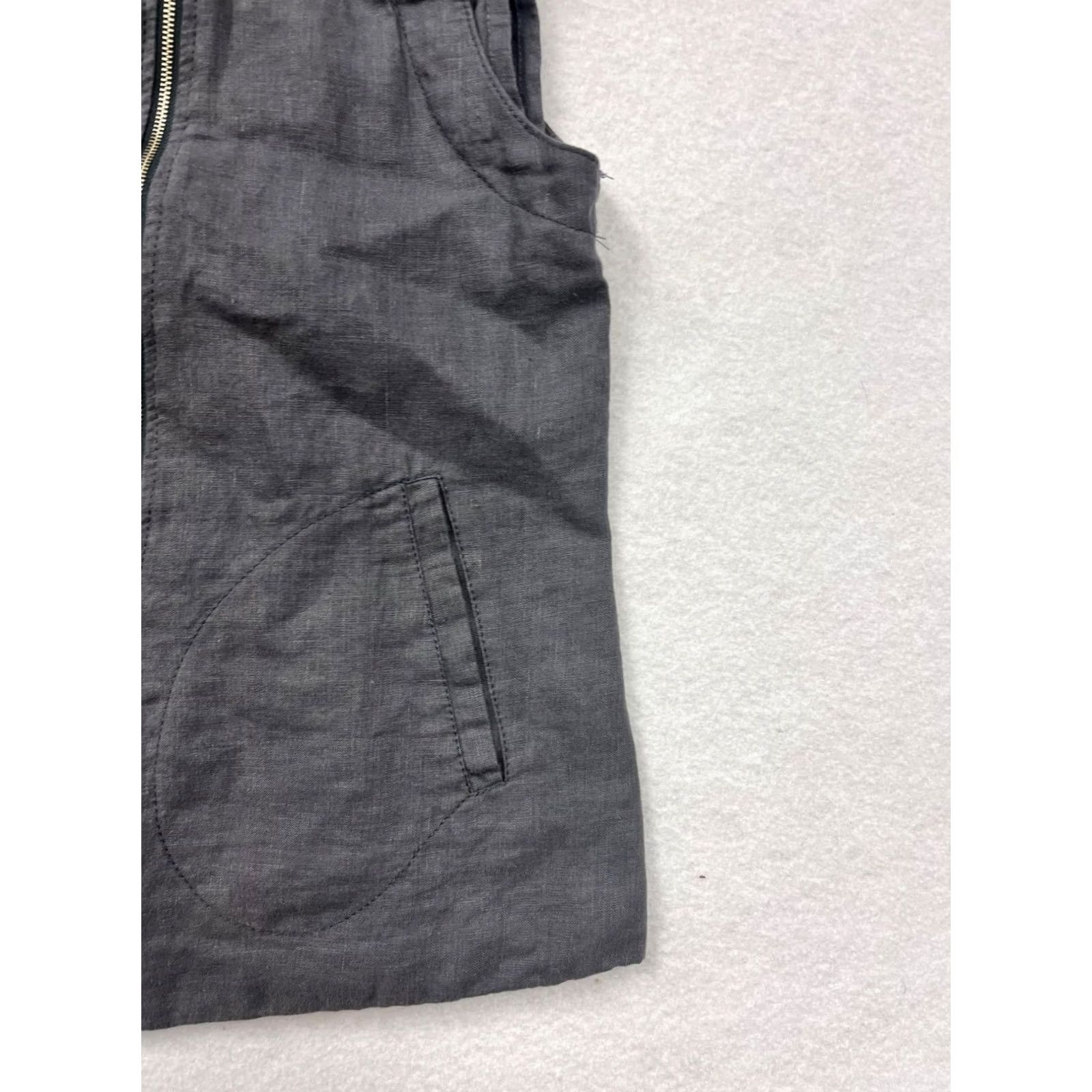 Vintage Yuvita Vest Linen Gray Womens Medium Sleeveless Zipper Pocket Jacket Size M / US 6-8 / IT 42-44 - 5 Thumbnail