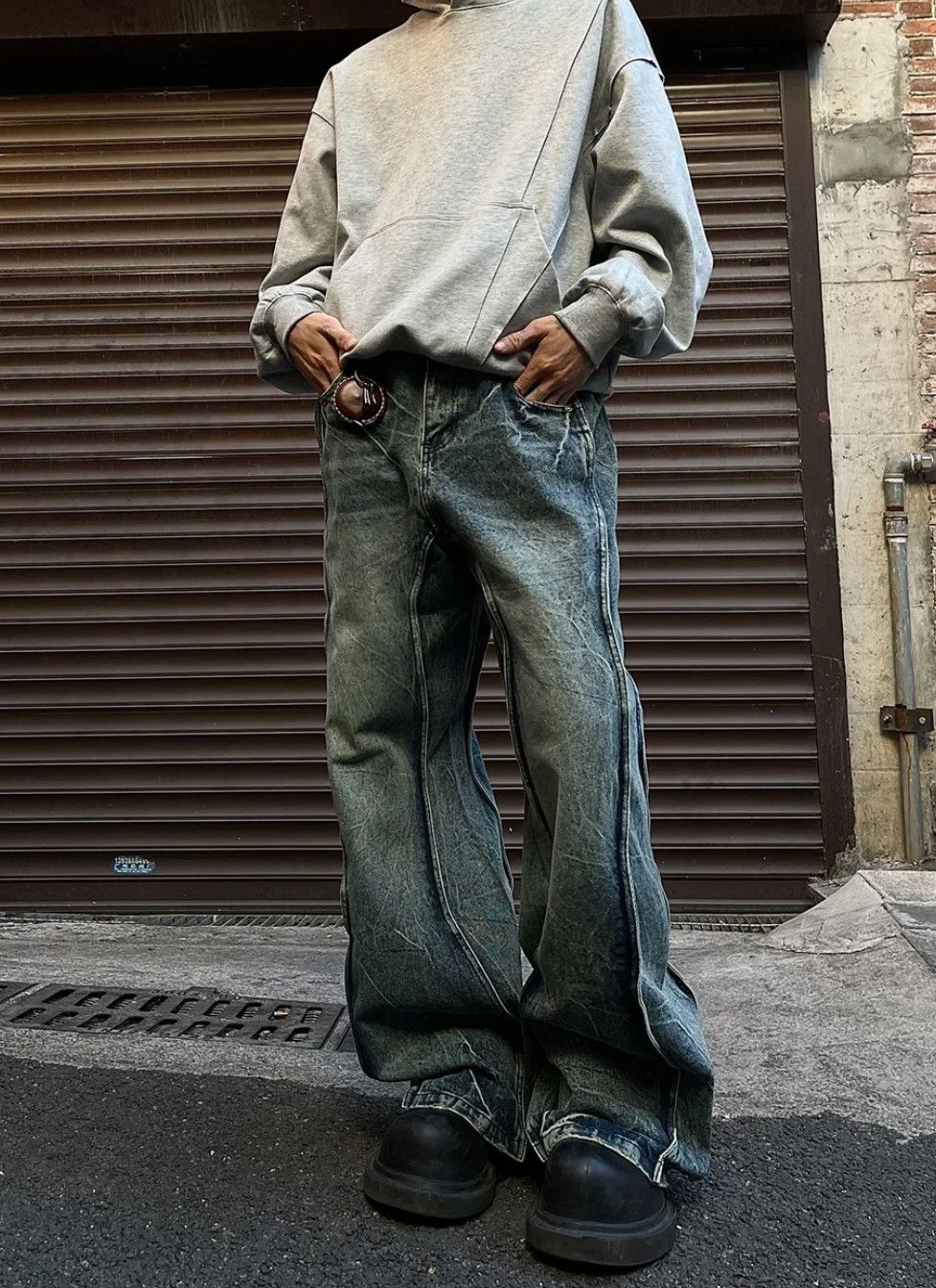 Japanese Brand × Vintage Goth Vaqueros Splice Flared Vintage Design Jeans Size US 35 - 4 Thumbnail