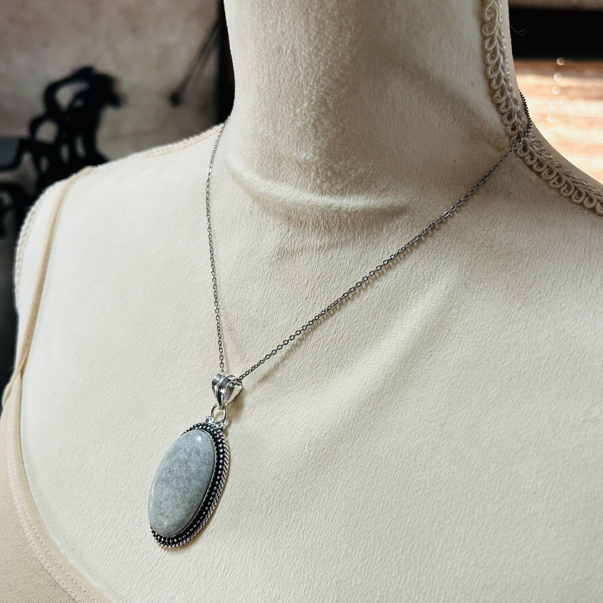 Handmade Handcrafted framed rainbow moonstone 925 sterling necklace Size ONE SIZE - 5 Thumbnail