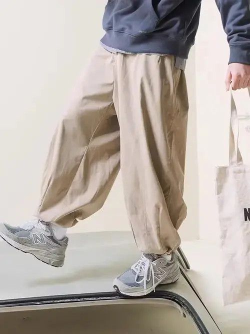 Japanese Brand 21SS Indigo Union Japan Khaki Minimal Casual Lantern Pants Size US 33 - 1 Thumbnail