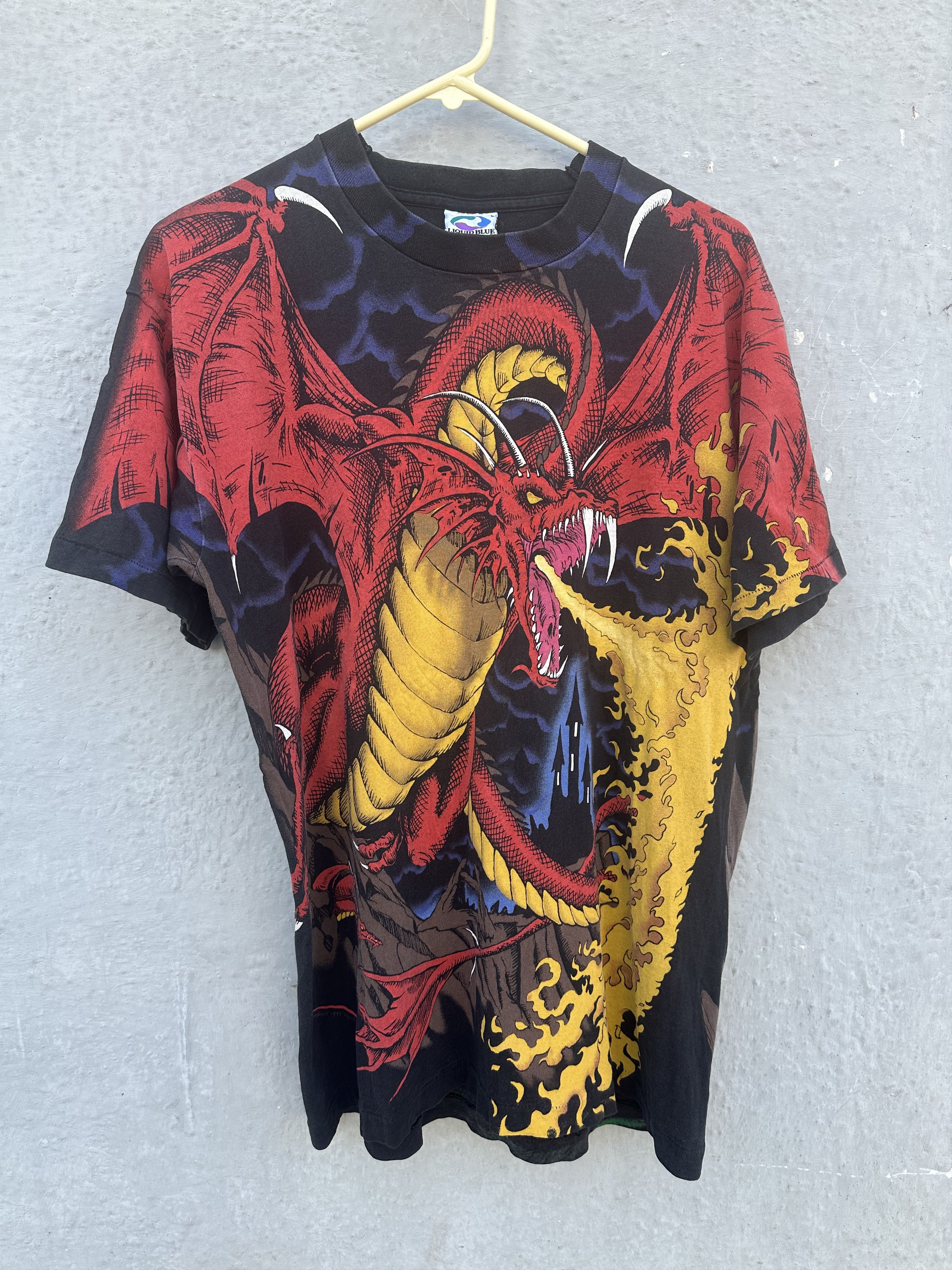 Liquid Blue 🔥 Rare 1993 Liquid Blue Dragon vs Knight Vintage T-Shirt Size US L / EU 52-54 / 3 - 2 Thumbnail
