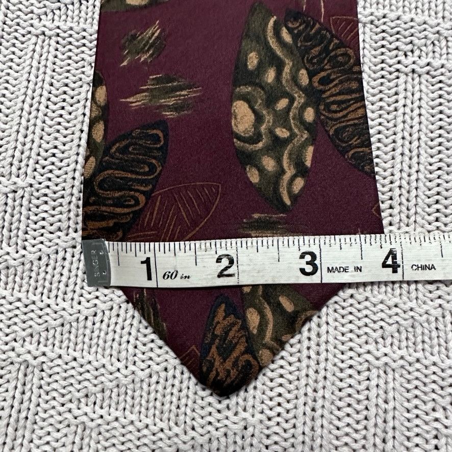 Vintage Vintage 80s maroon abstract Italian silk tie Size ONE SIZE - 5 Thumbnail