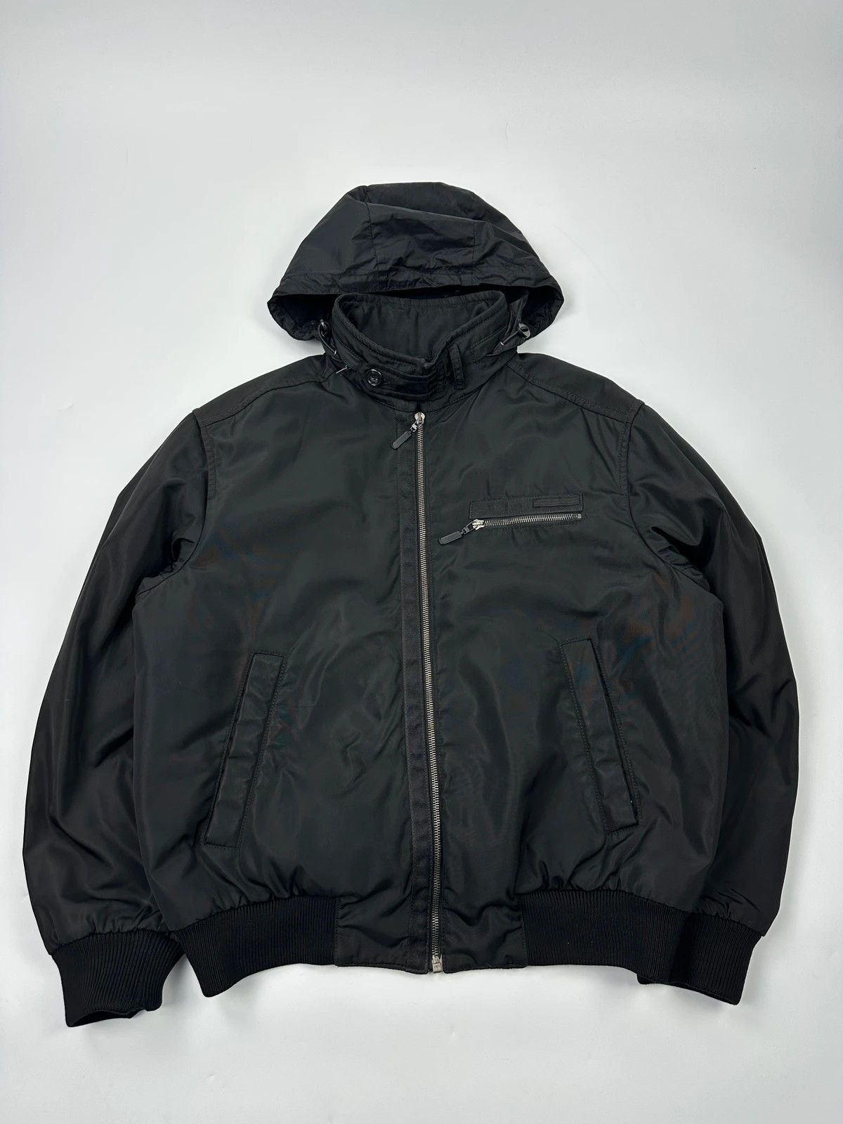 Prada Prada Milano FW2007 Black Thick Hidden Hood Bomber Jacket Size US L / EU 52-54 / 3 - 1 Thumbnail