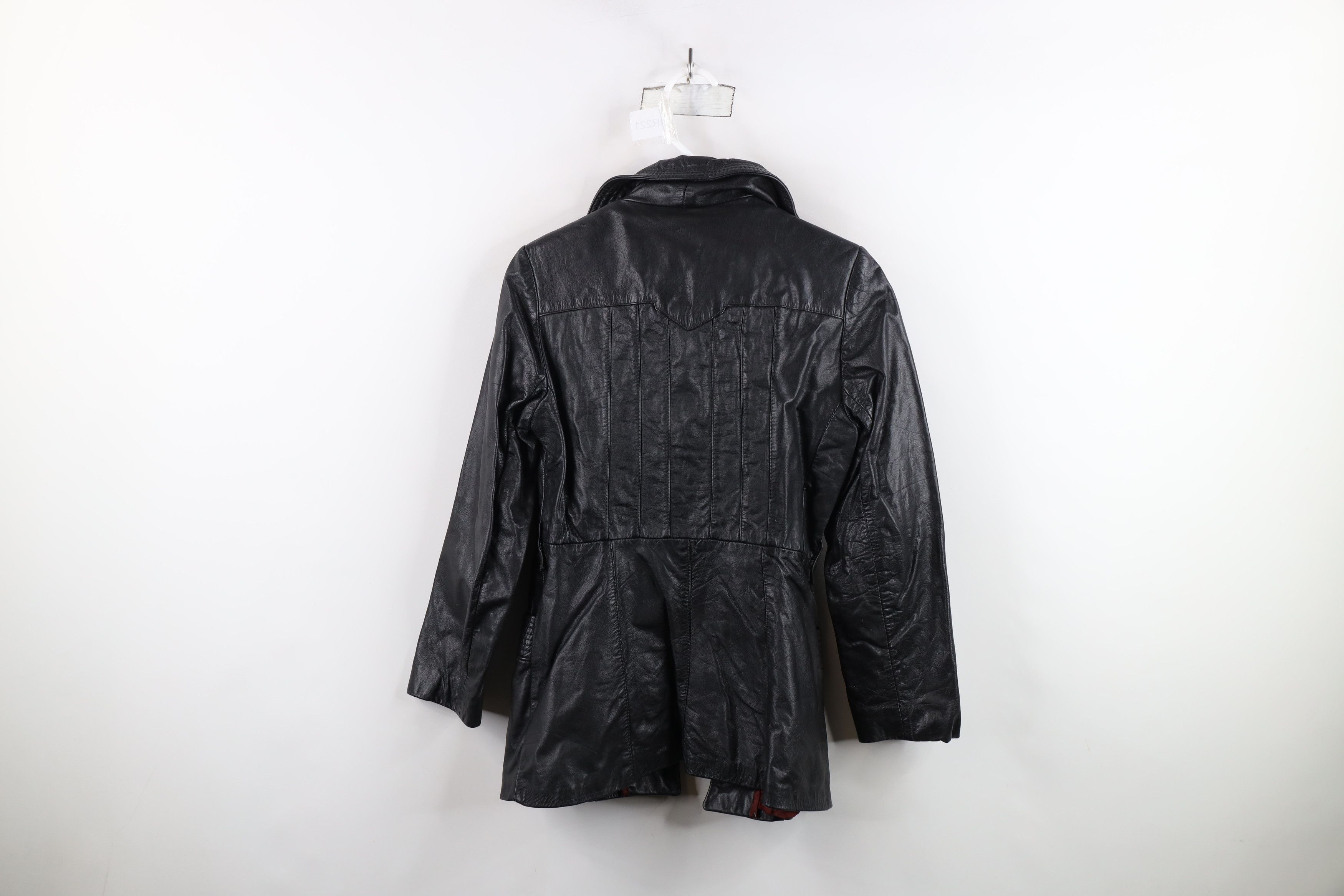 Vintage Vintage 70s Streetwear Button Collared Leather Jacket Black Size L / US 10 / IT 46 - 11 Thumbnail