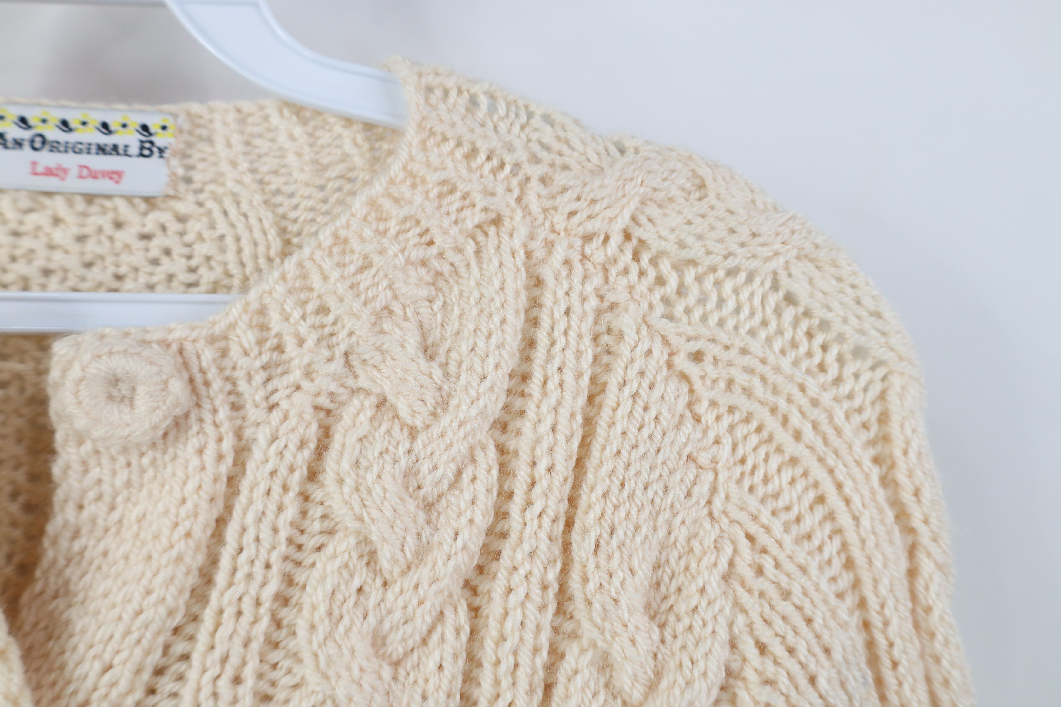 Vintage Vintage 60s 70s Chunky Cable Knit Fisherman Cardigan Sweater Size M / US 6-8 / IT 42-44 - 8 Thumbnail