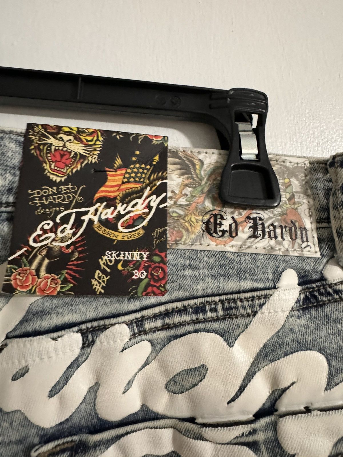 Ed Hardy Men’s Ed Hardy Destructed Acid Wash Skinny Jeans Size 30 Size US 32 / EU 48 - 5 Thumbnail