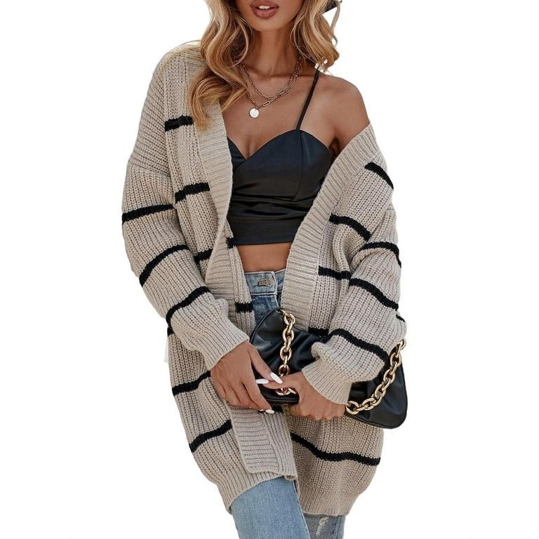 Vintage Casual Striped Cardigan Long Sleeve Grey Women Cardigans Size M / US 6-8 / IT 42-44 - 5 Thumbnail