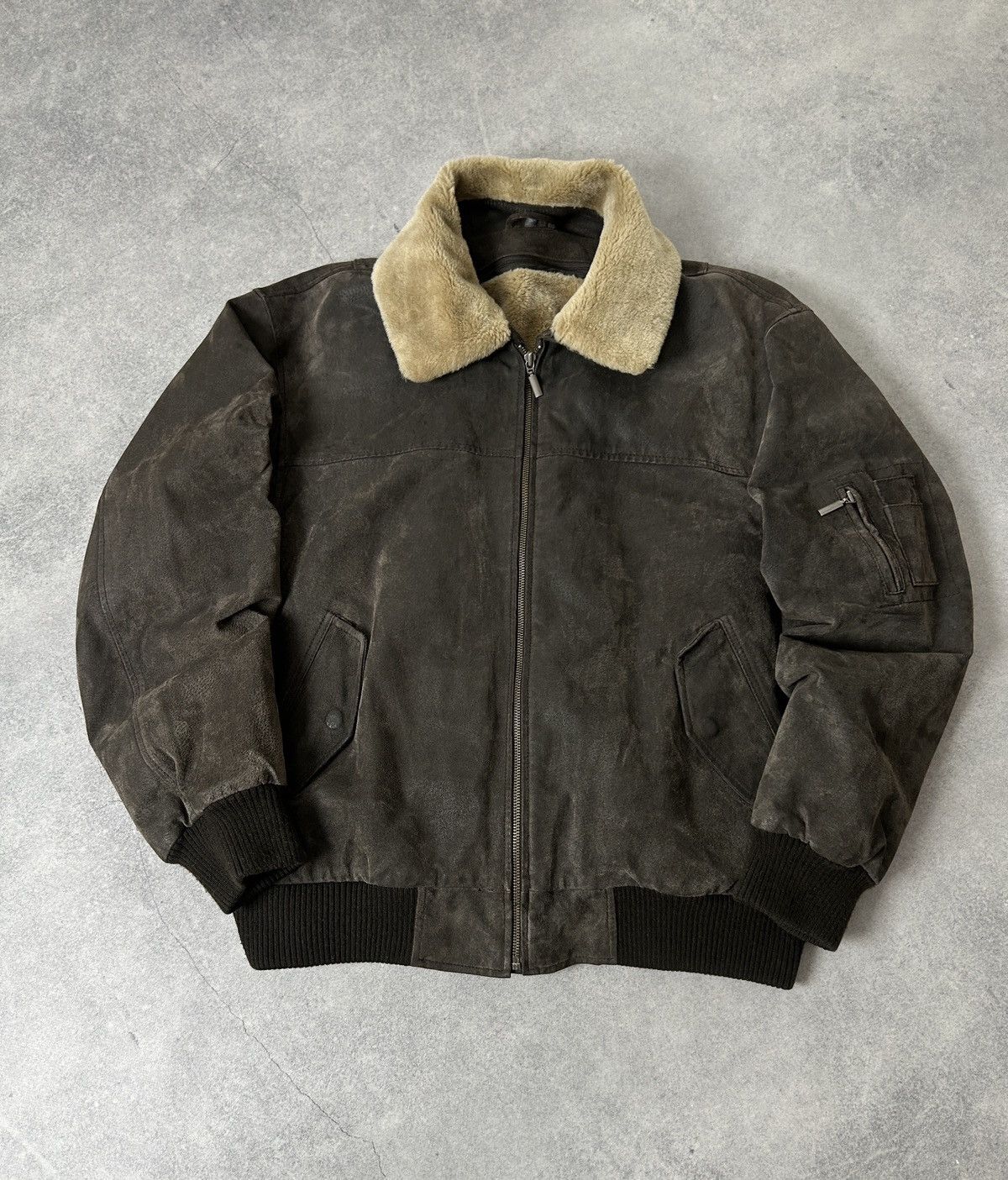 Genuine Leather Vintage Aviator Jacket with sherpa leather jacket size Xl Size US XL / EU 56 / 4 - 1 Thumbnail