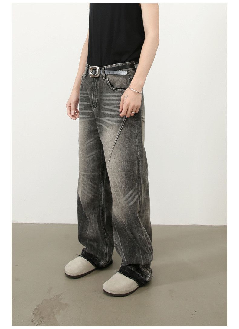 Japanese Brand × Jean Men's whisker straight raw edge washed distressed jeans Size US 32 / EU 48 - 5 Thumbnail