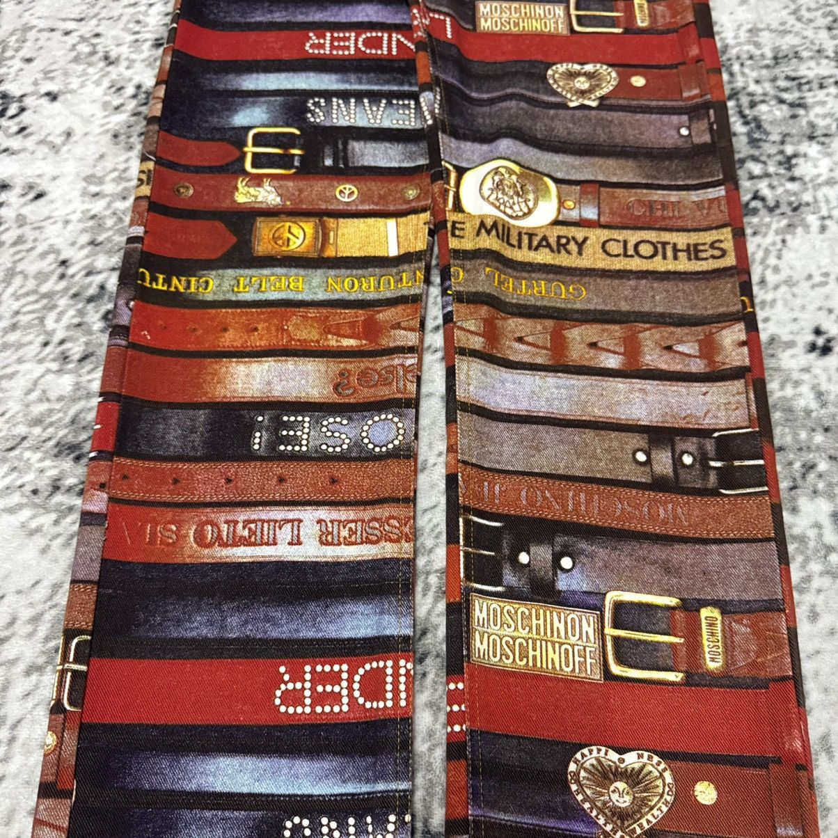 Moschino Archive 90s Moschino Trompe L’Oiel All Type Belt Denim Pants Size US 32 / EU 48 - 4 Thumbnail