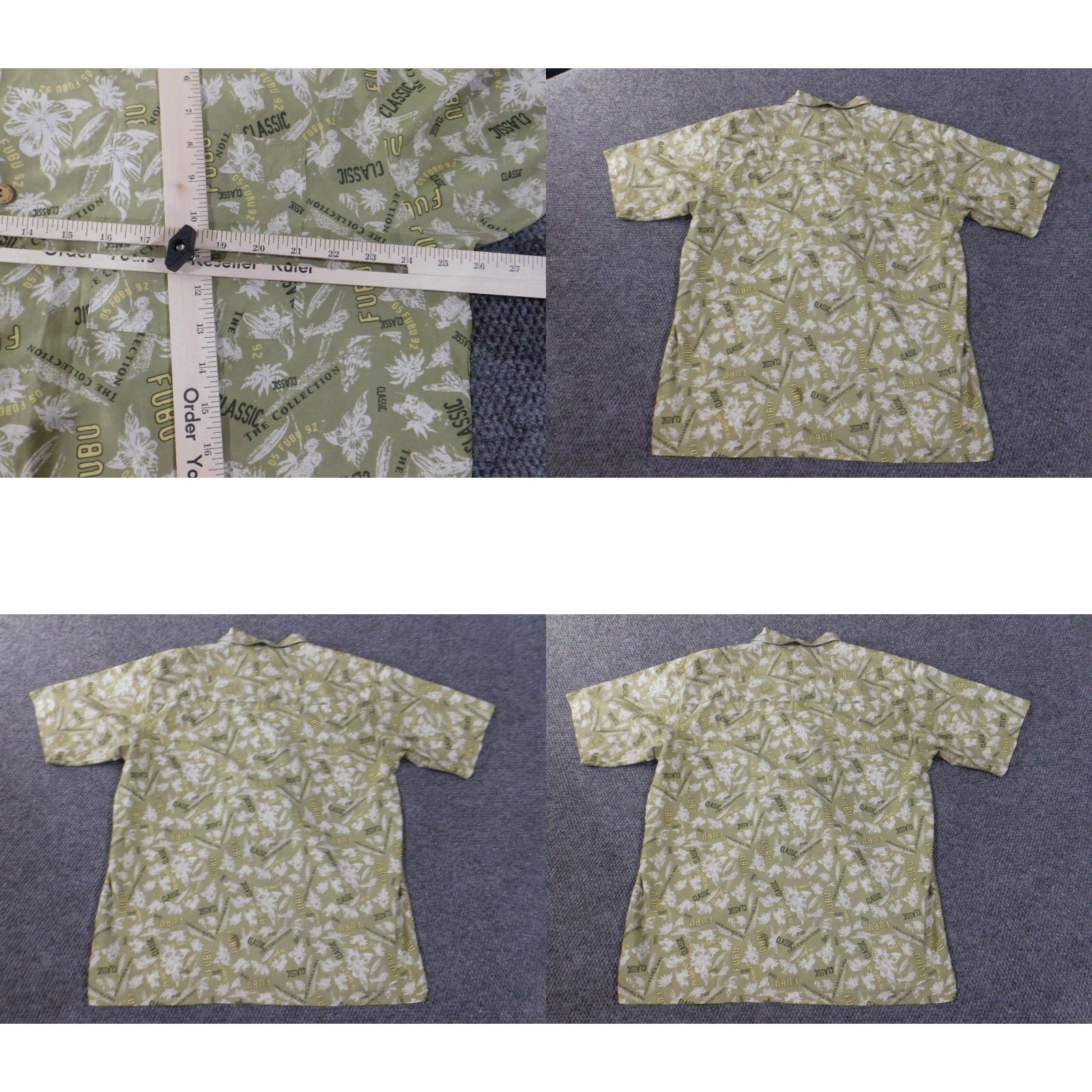 Fubu FUBU Shirt Button-Up Floral Green 90s Mens L Size US L / EU 52-54 / 3 - 8 Thumbnail