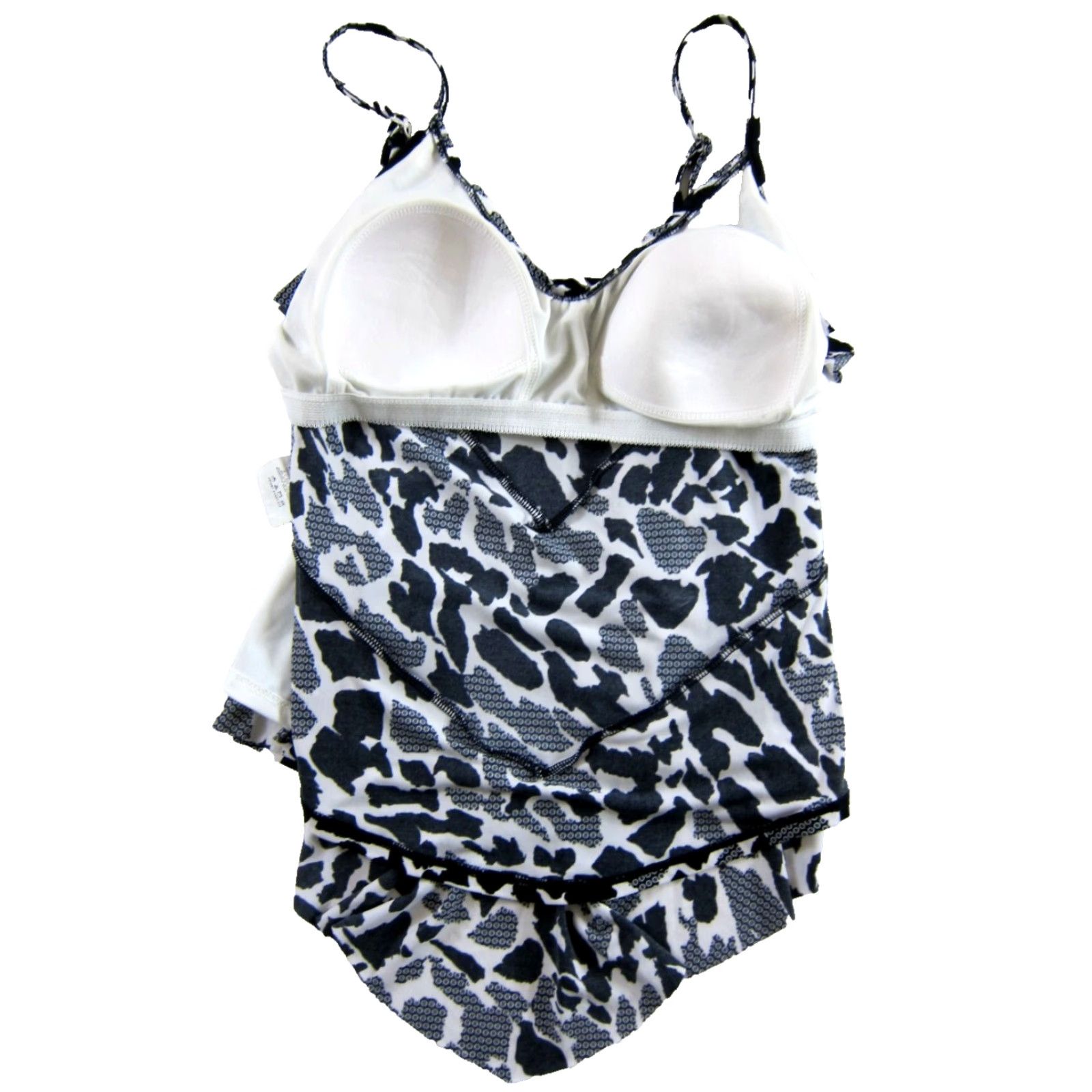 Vintage NWT Miraclesuit Black White Abstract Layered Tiered Tankini Swim Top 10 Size L / US 10 / IT 46 - 4 Thumbnail