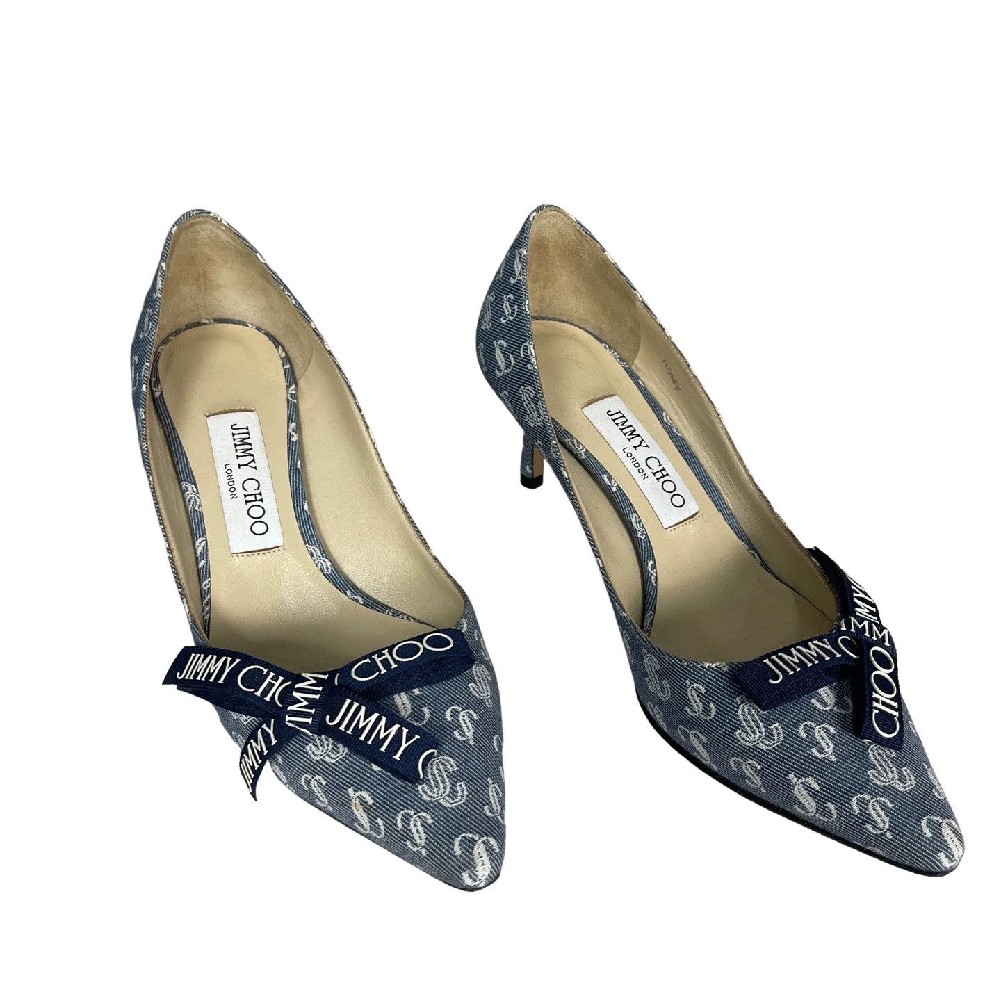 Jimmy Choo Jimmy Choo Denim Logo Bow Heels Size 37 Size US 7 / IT 37 - 1 Thumbnail
