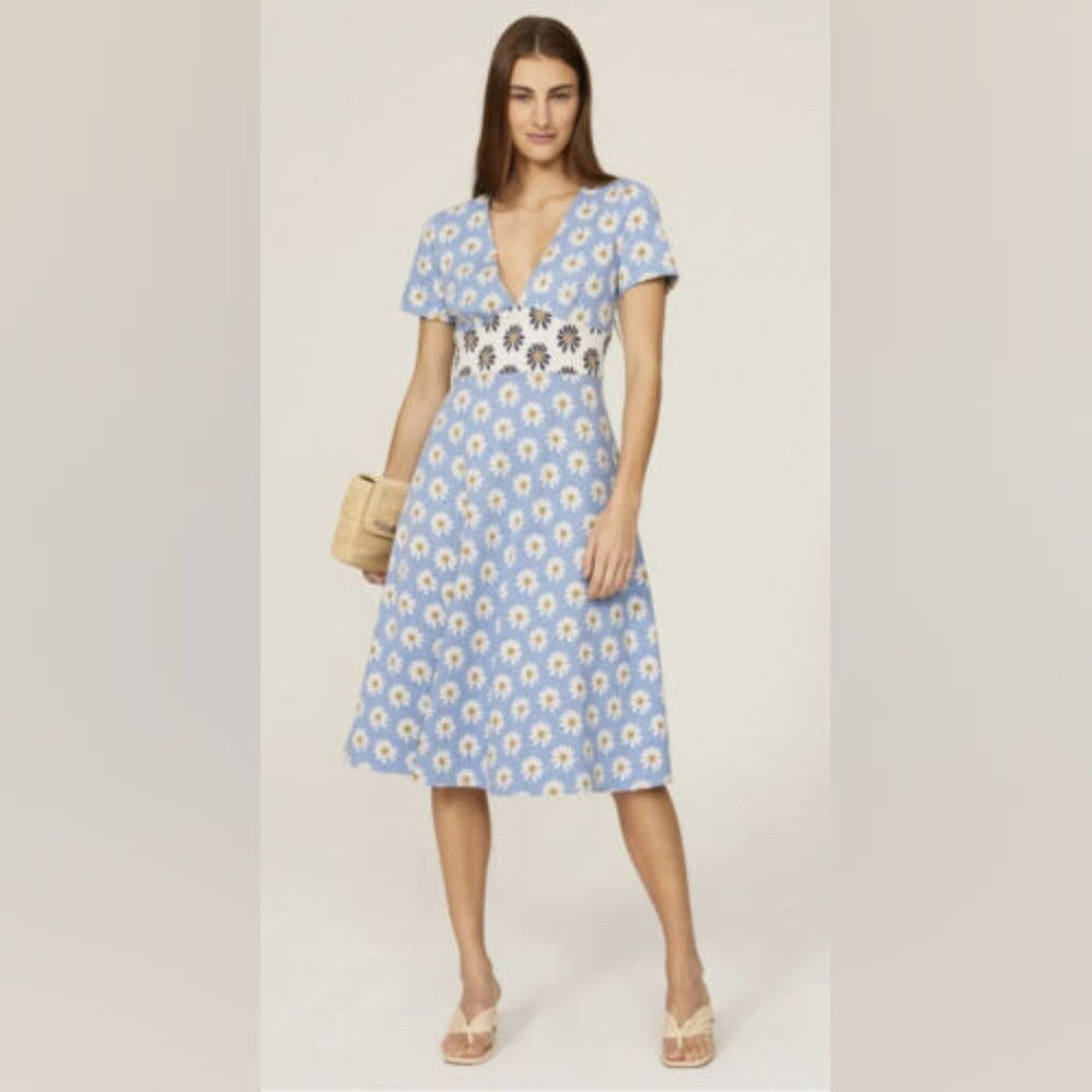 Hutch Hutch Blue Daisy Floral Rainey Floral Knit Midi Dress Sz 0X Size XL / US 12-14 / IT 48-50 - 1 Thumbnail