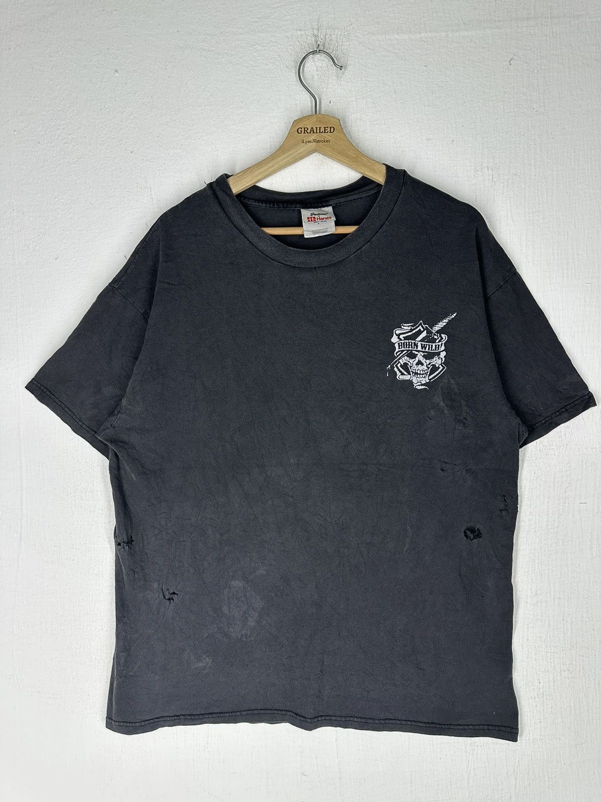 Vintage Thrashed Vintage Born Wild Marine Hole Faded Tee Size US L / EU 52-54 / 3 - 3 Thumbnail
