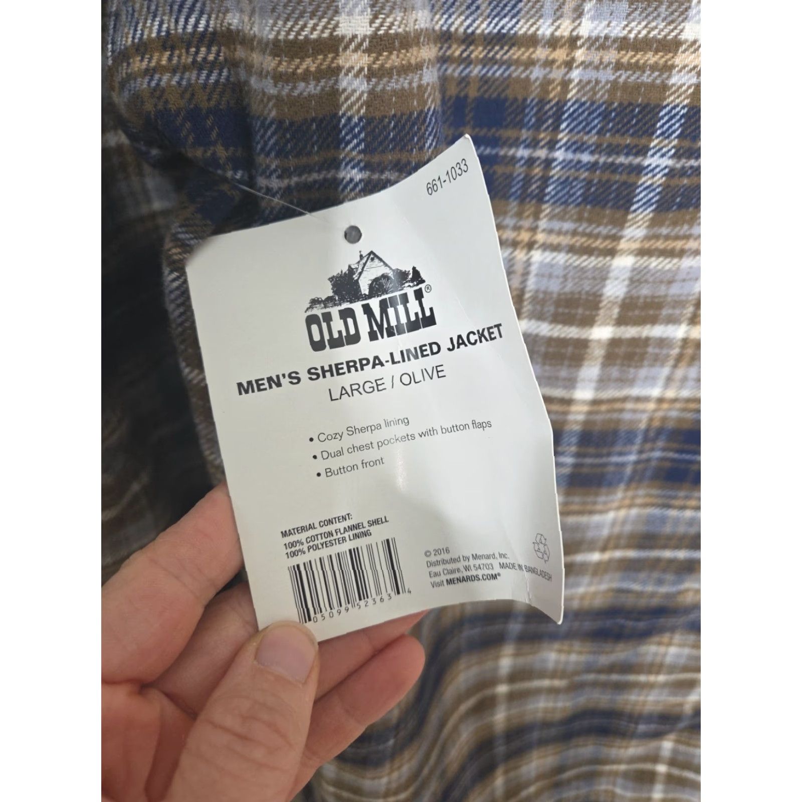 MILLY VINTAGE Old Mill Men’s Large Flannel Sherpa Lined Shirt Jacket Plaid Coat Barn NWT Size US L / EU 52-54 / 3 - 4 Thumbnail