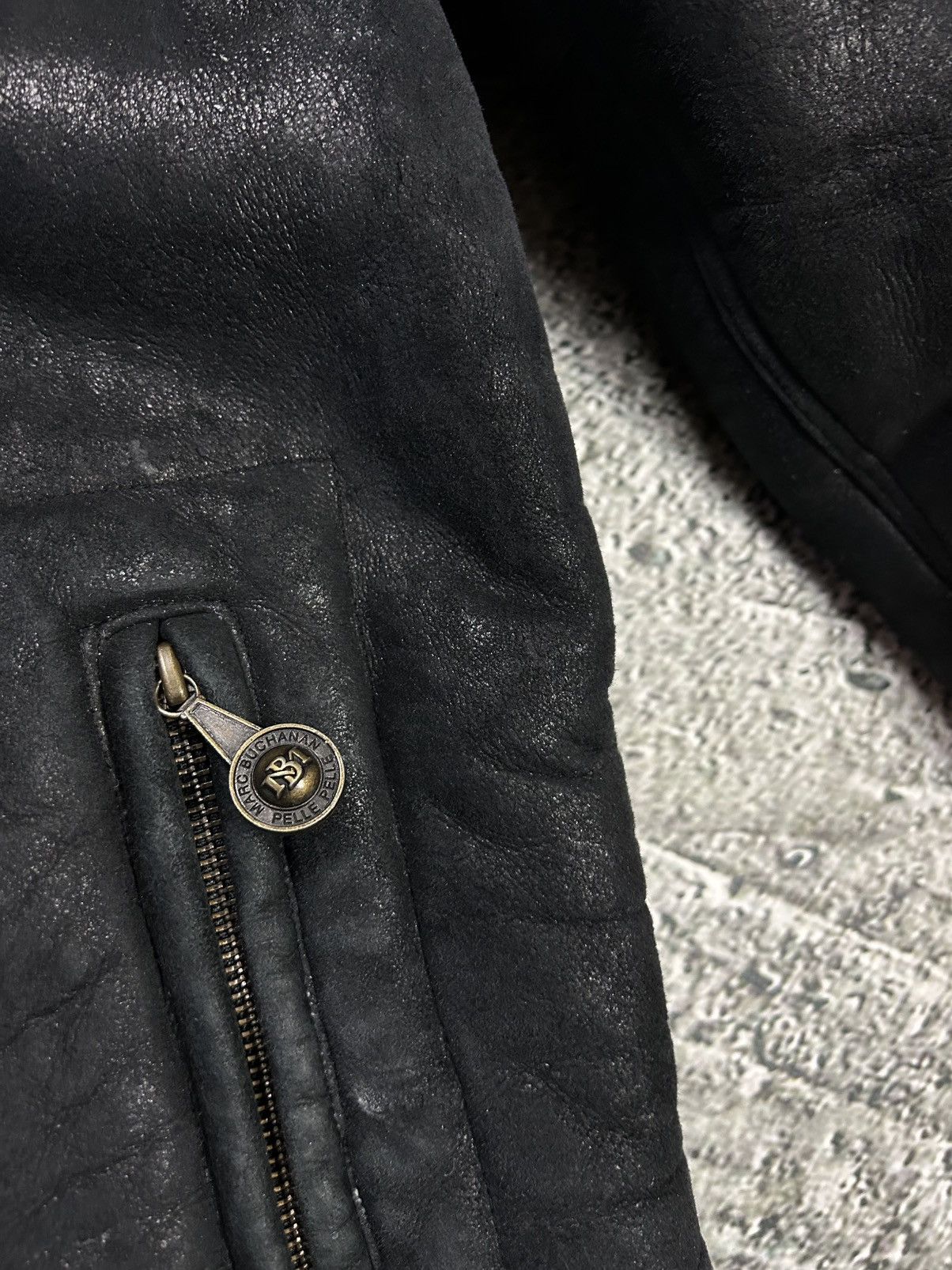 Marc Buchanan Pelle Pelle leather jacket sherpa fur black big logo 90s Size US XL / EU 56 / 4 - 3 Thumbnail