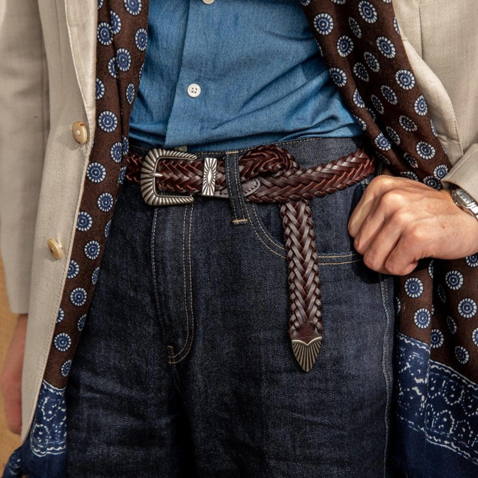 Japanese Brand Western Retro Belt – Woven Texture Size ONE SIZE - 2 Thumbnail