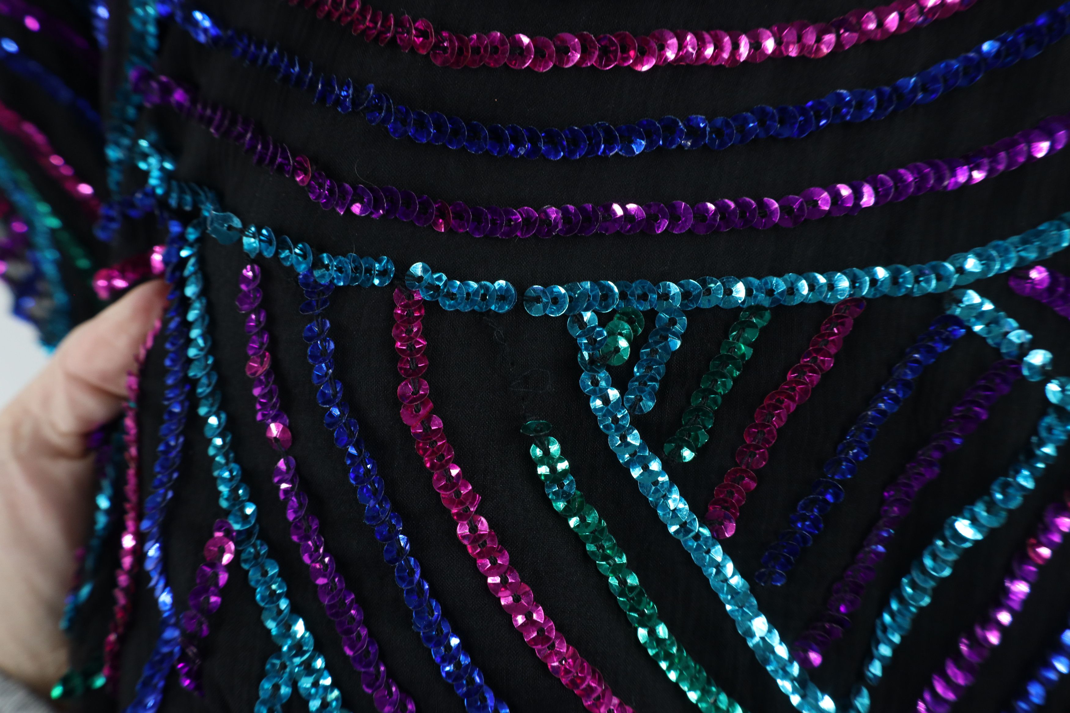 Vintage Vintage 90s Scala Swirl Sequin Beaded Party Shirt Oversized Size 3XL / US 20-22 - 5 Thumbnail