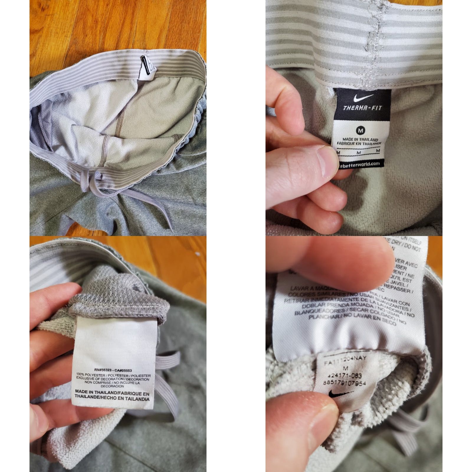 Nike Nike Therma Fit Pants Mens Size M Activewear Fleece Gray 424171-063 Pockets Adjustable Waist Size US 31 - 8 Thumbnail