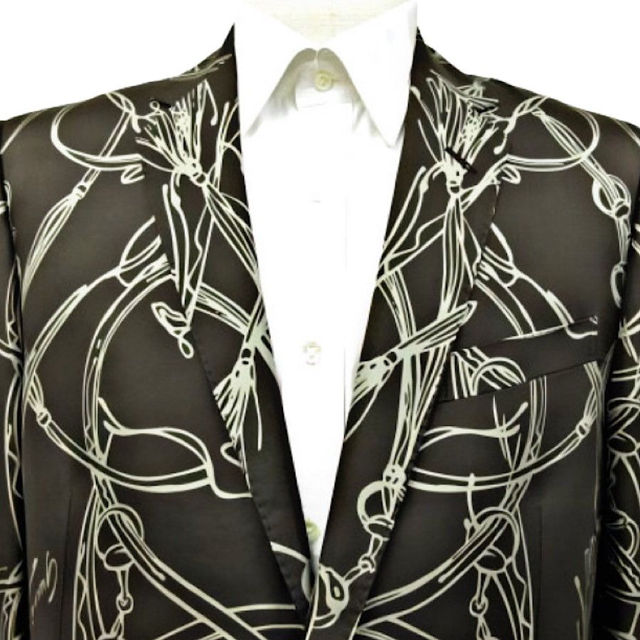 Gucci Authentic Gucci Tom Ford Runway Horse Motif Silk Blazer Size 50R - 2 Thumbnail