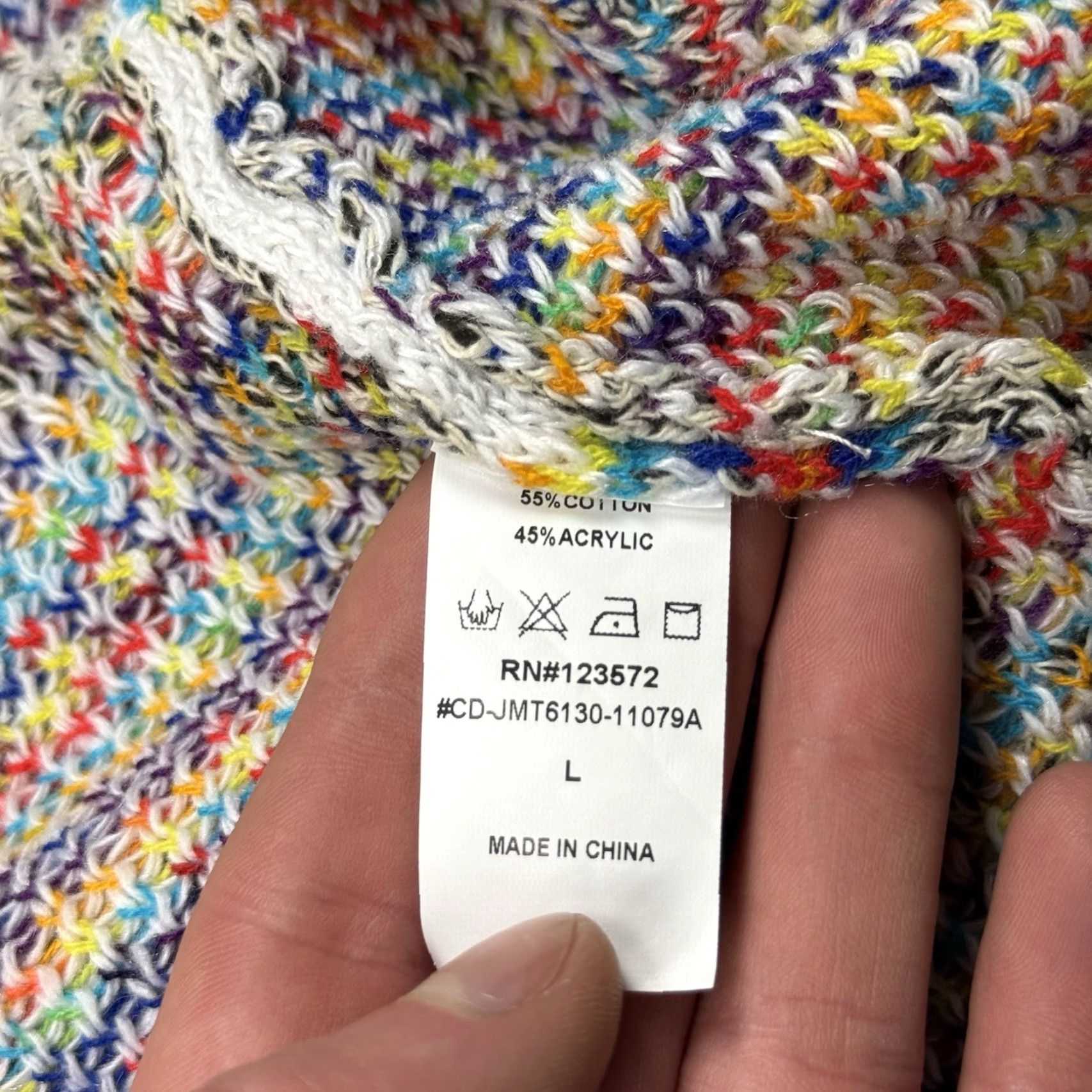 Rainbow VINTAGE ON BLUE Women's Open Front Long Cardigan Rainbow Aztec Knit Sweater Casual Fall Spring Summer Winter Ladies Size L / US 10 / IT 46 - 4 Thumbnail