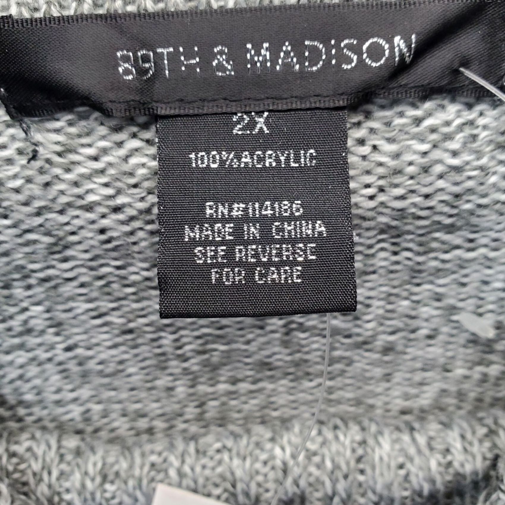 Vintage 89th & Madison Womens Size 2X Gray Poncho Sweater Pullover Tight Knit Turtleneck Knitwear Vest Style Sleeveless Shirt Size XXL / US 16-18 / IT 52-54 - 4 Thumbnail