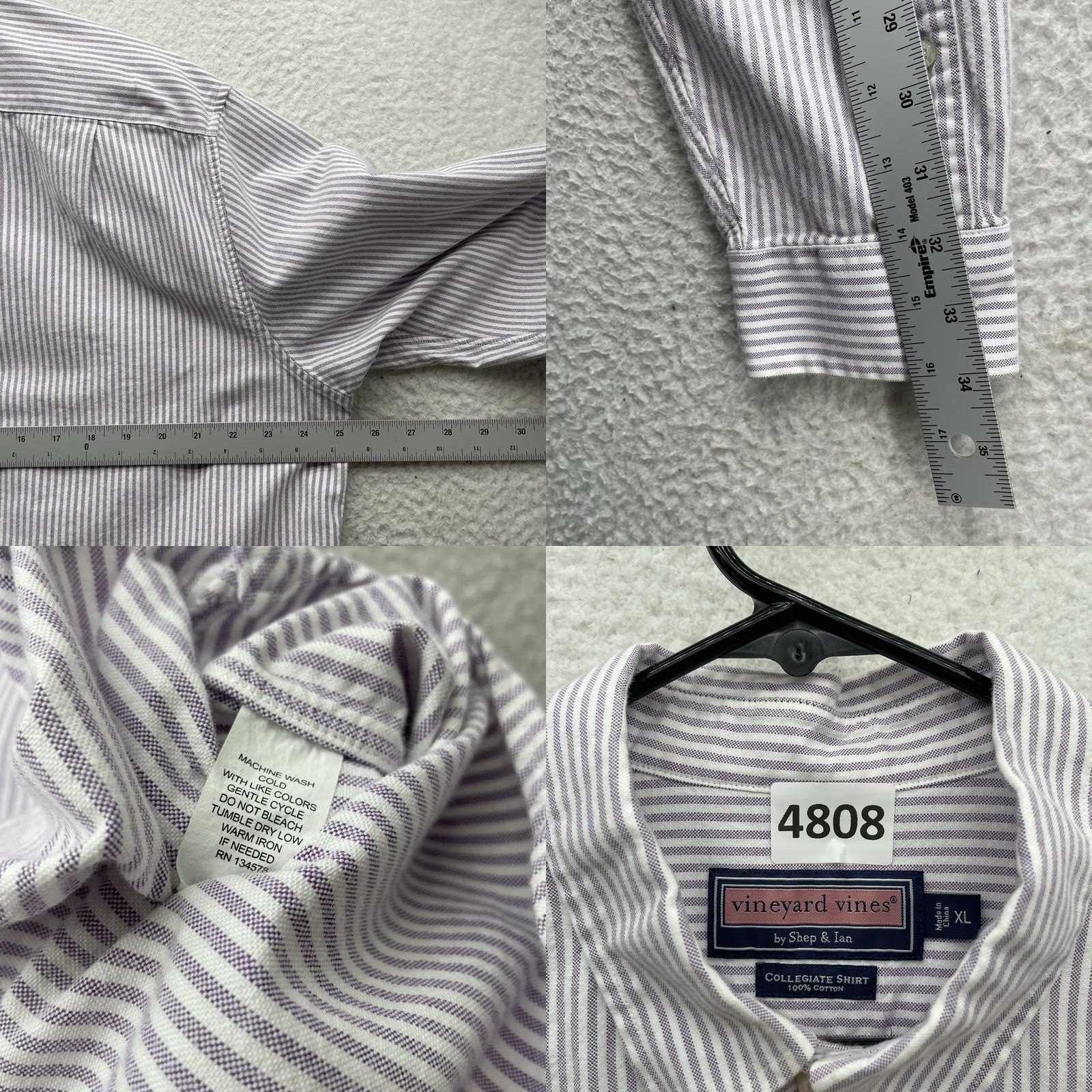 Vineyard Vines Vineyard Vines Collegiate Shirt Mens XL Purple White Striped Button Up Preppy Size US XL / EU 56 / 4 - 8 Thumbnail