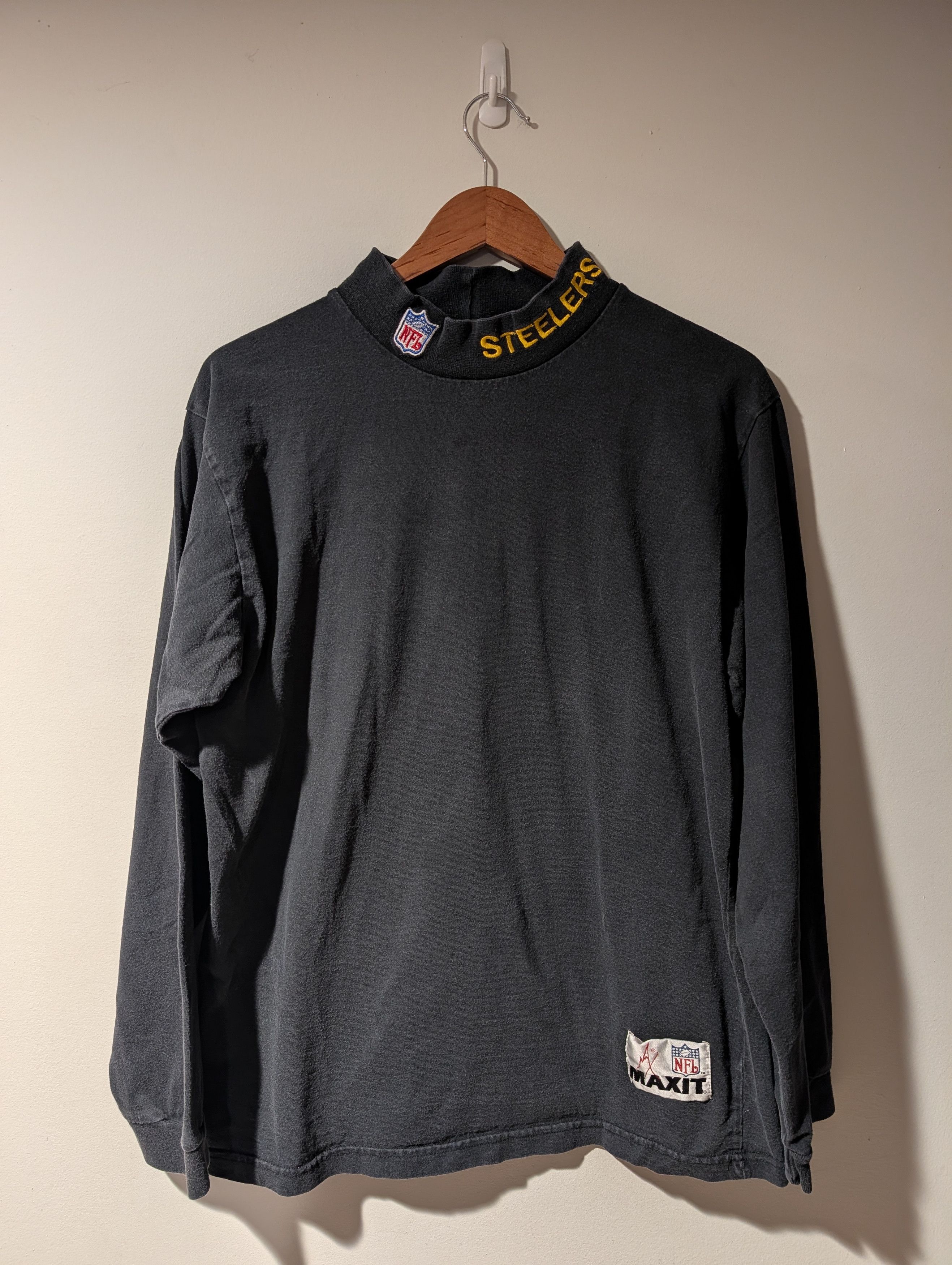 NFL VTG Pittsburgh Steelers Mock Neck Shirt Black Maxit NFL L Size US L / EU 52-54 / 3 - 1 Thumbnail