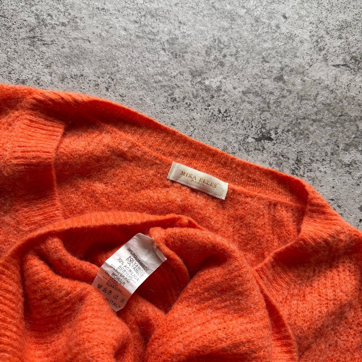 Other Mika Elles Womens Orange Fluffy Mohair Blend V-Neck Sweater Size L / US 10 / IT 46 - 3 Thumbnail