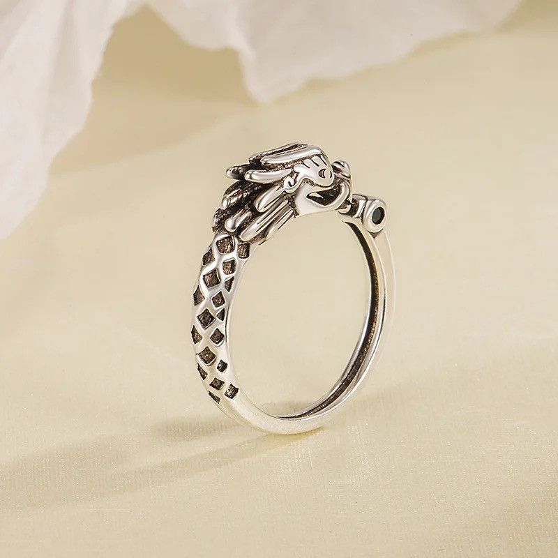 Vintage Vintage Thai Silver 925 Ring Dragon Rings Size ONE SIZE - 5 Thumbnail