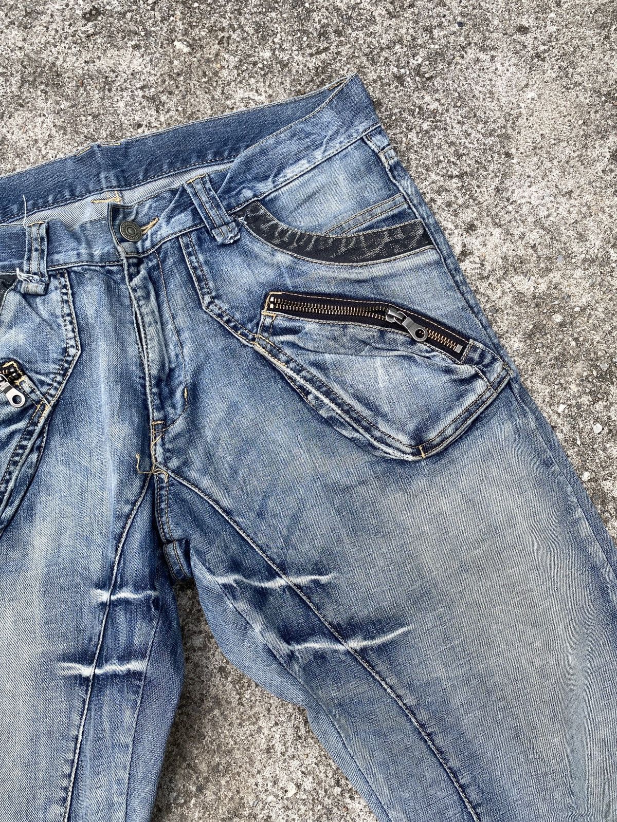 Japanese Brand × PPFM Vintage PPFM Japan Distressed Faded Curve Leg Denim Size US 33 - 7 Thumbnail