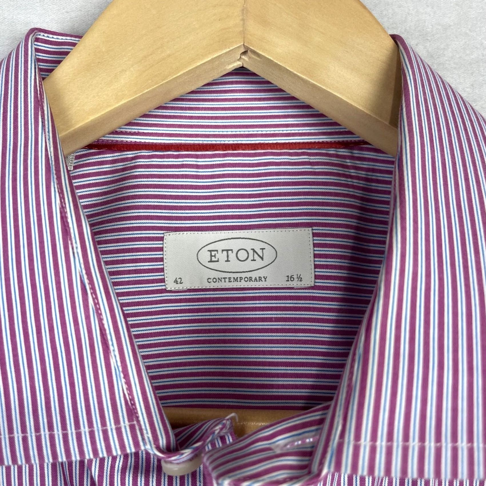 Eton Eton Dress Shirt Mens 42 16.5 Pink Stripes Button Up Long Sleeve Shirt Size 42R - 4 Thumbnail