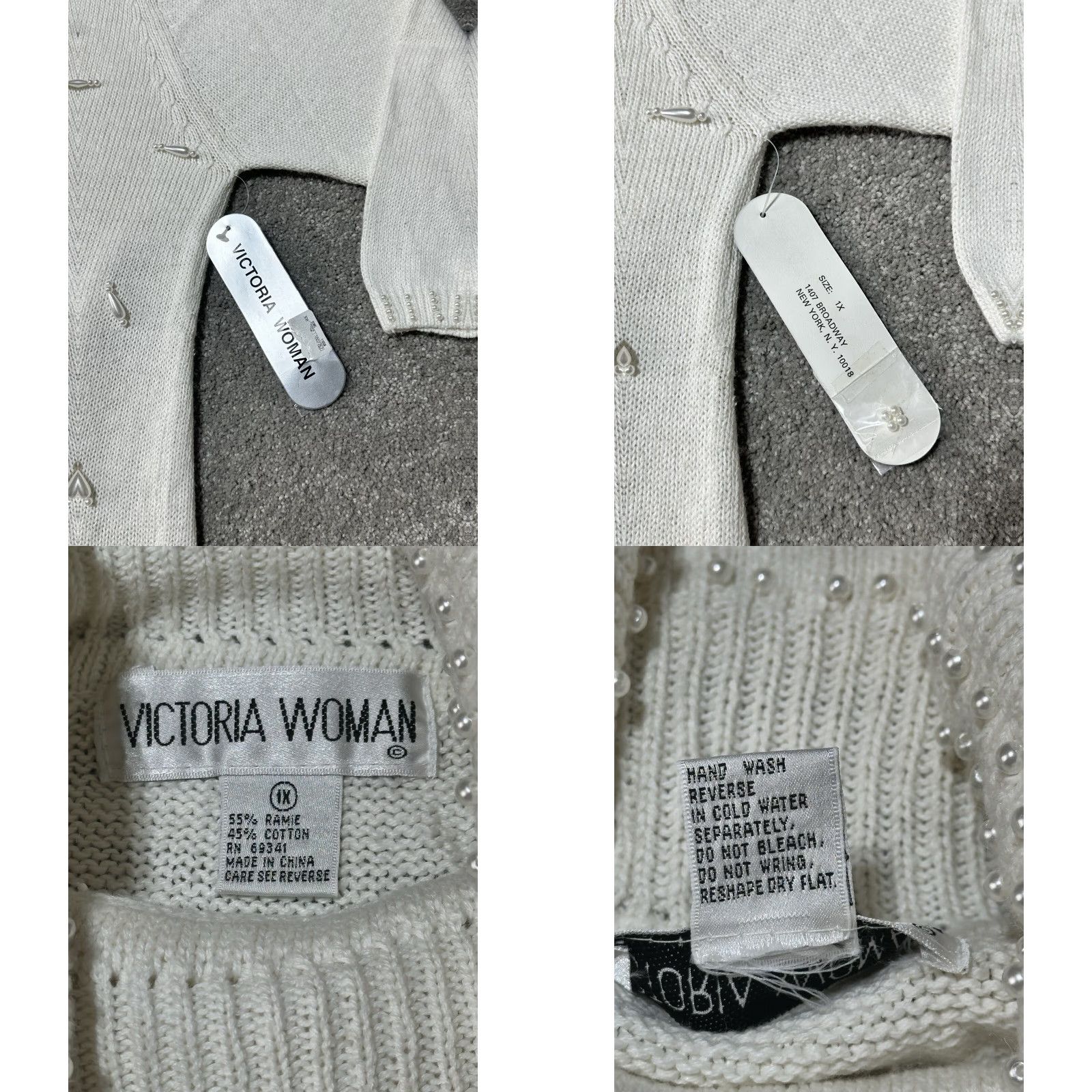 Vintage VINTAGE Pearl Sweater Womens Plus 1X 80s BoHo Christmas Winter Turtleneck Beaded Pullover Women’s 80s Holiday Party/Cocktail Workwear Size XL / US 12-14 / IT 48-50 - 8 Thumbnail