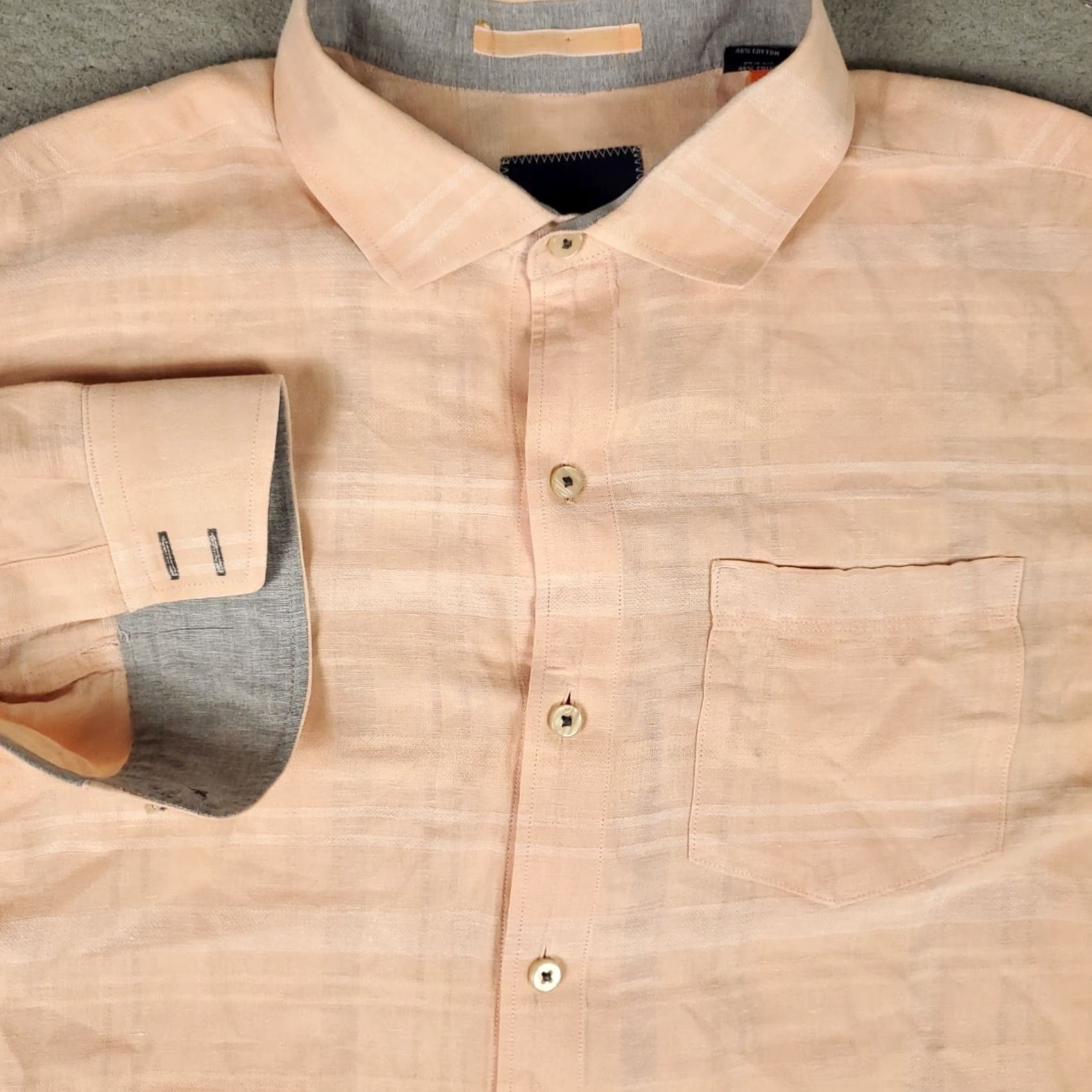 Tommy Bahama Tommy Bahama Shirt Mens Medium Orange Plaid Linen Cotton Button Up Long Sleeve Size US M / EU 48-50 / 2 - 2 Thumbnail