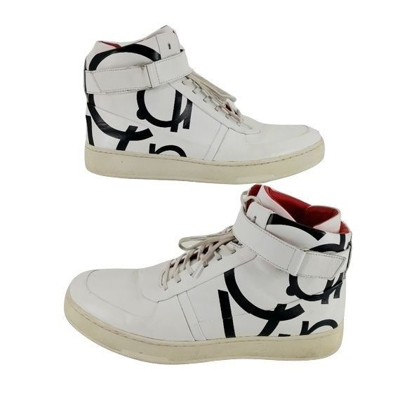 Calvin Klein Calvin Klein Navin Nappa Logo High Top Sneakers Sz 11 White Size US 11 / EU 44 - 1 Thumbnail