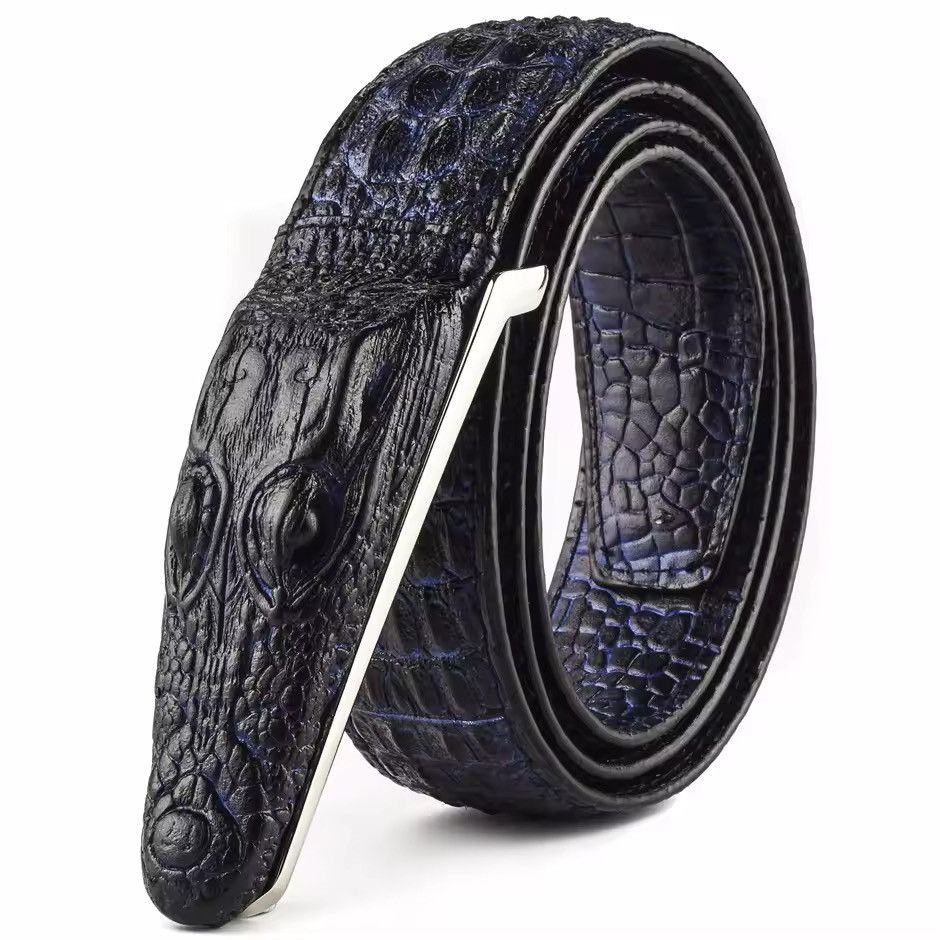 Japanese Brand Vintage 115 cm crocodile print embossed belt Size 30 - 2 Thumbnail