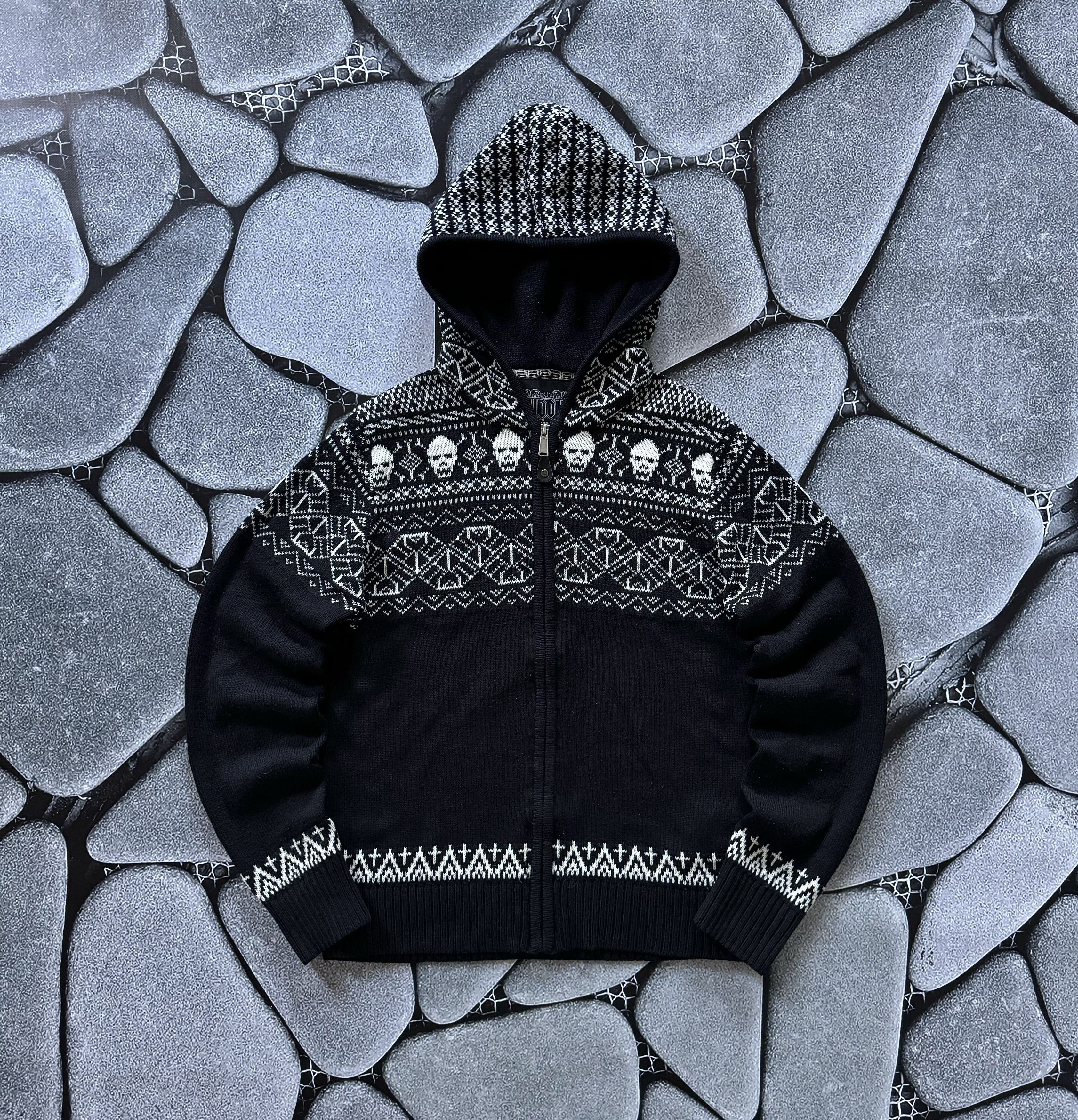 Japanese Brand × Vintage BUDDHA KNITTED ZIP HOODIE SKULLS GHOTIC OPIUM STYLE Y2K Size US XS / EU 42 / 0 - 1 Thumbnail