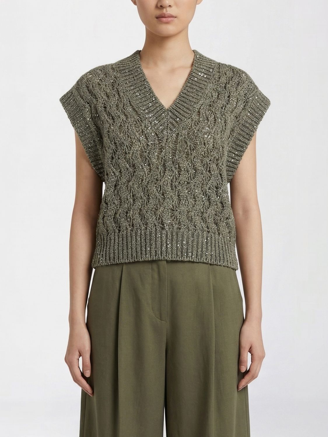 Brunello Cucinelli Brunello Cucinelli Sweater Woman Green Size XS / US 0-2 / IT 36-38 - 1 Thumbnail