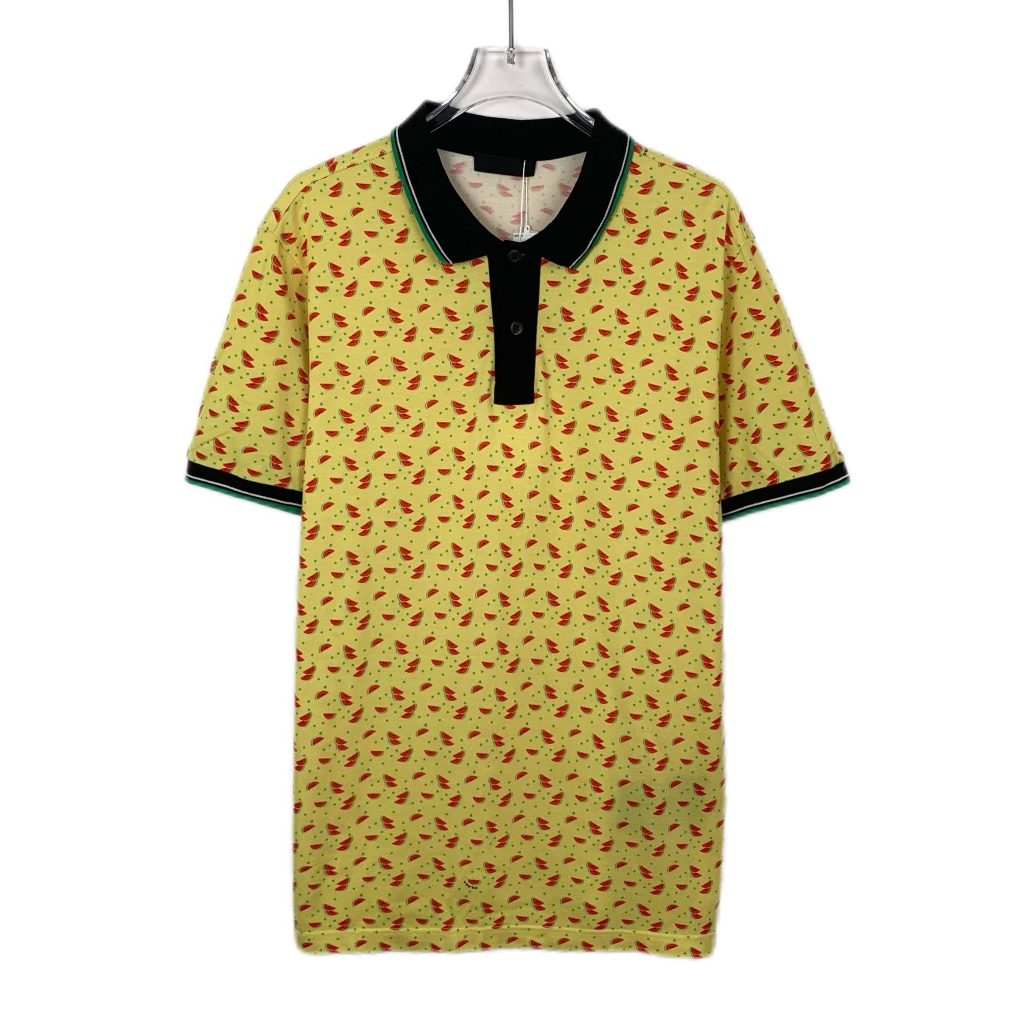 Prada Prada Yellow Watermelon Print Short Sleeve Polo Shirt (Size Size US M / EU 48-50 / 2 - 1 Thumbnail