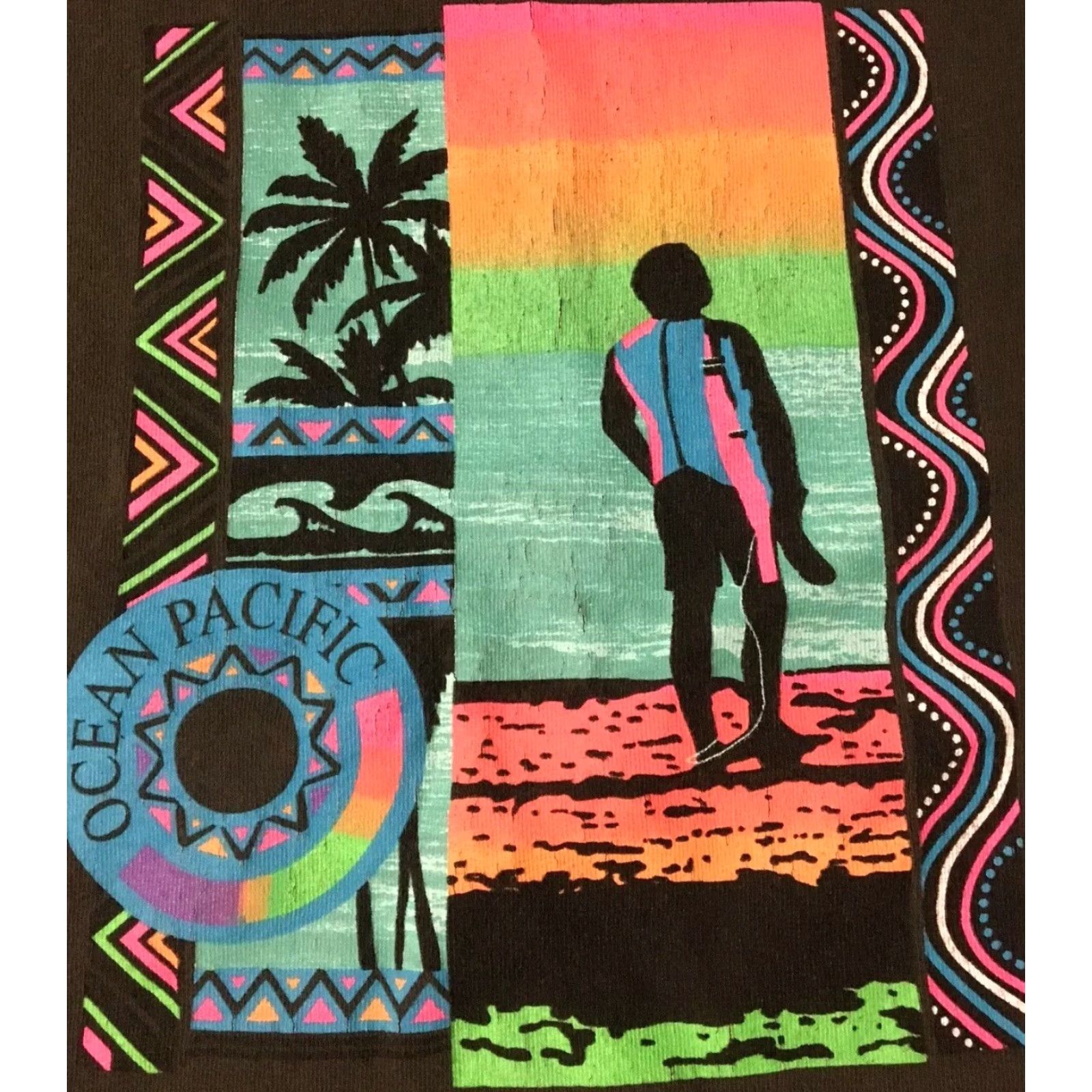 Ocean Pacific VINTAGE Ocean Pacific Crop Shirt Womens Large Black Cropped Surf Beach 90s Ocean Pacific Hawaii North Shore Waves Surf Shippable Fireworks Size L / US 10 / IT 46 - 3 Thumbnail
