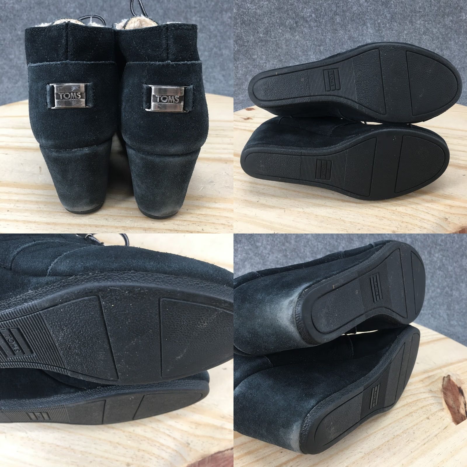 Toms Toms Boots Womens 7 Black Bootie Suede Wedge Lace Up Ankle Comfort Casual Wear Boots Size US 7 / IT 37 - 8 Thumbnail