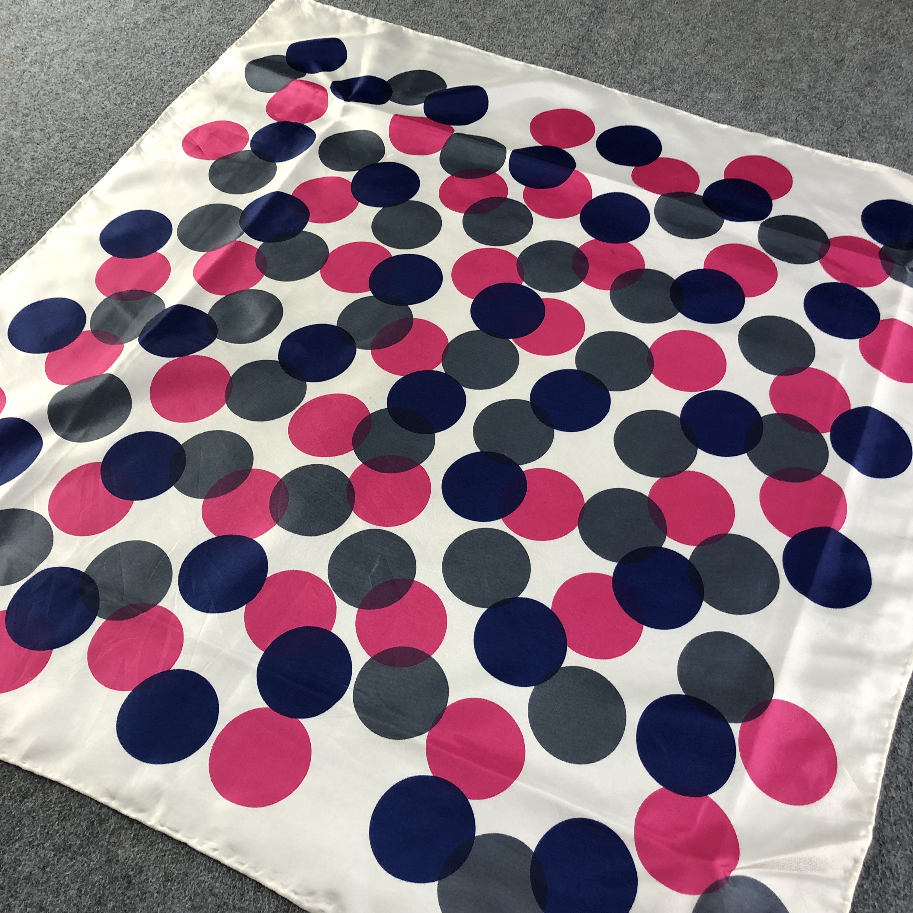 Vintage Polka Dots Hand Rolled Scarf M407 Size ONE SIZE - 2 Thumbnail