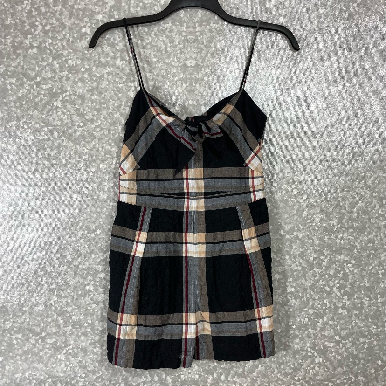 Club Monaco Club Monaco Abani Black Plaid Romper - Size 2 - Twee Preppy Size 26" / US 2 / IT 38 - 2 Thumbnail