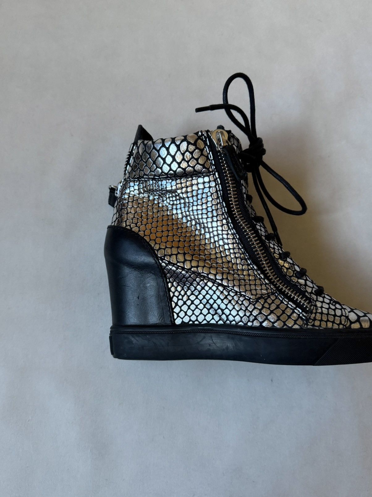Giuseppe Zanotti Guiseppe Zanotti Python Print Wedge High Top Y2K Sneakers Size US 7 / IT 37 - 5 Thumbnail