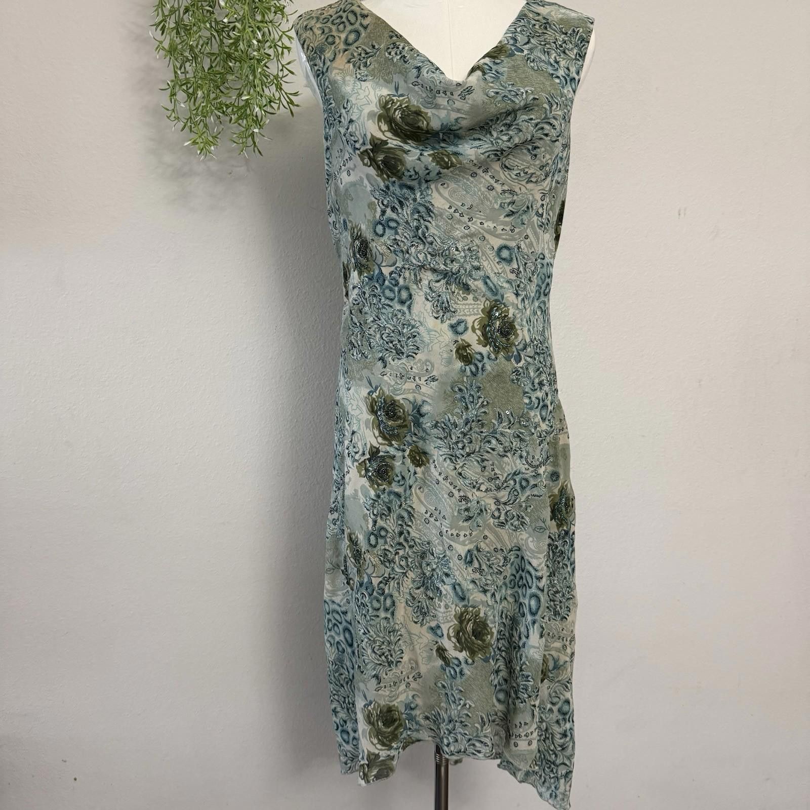 Cartoon Network Fairy Whimsical y2k paisley green teal asymmetrical dress Size S / US 4 / IT 40 - 1 Thumbnail