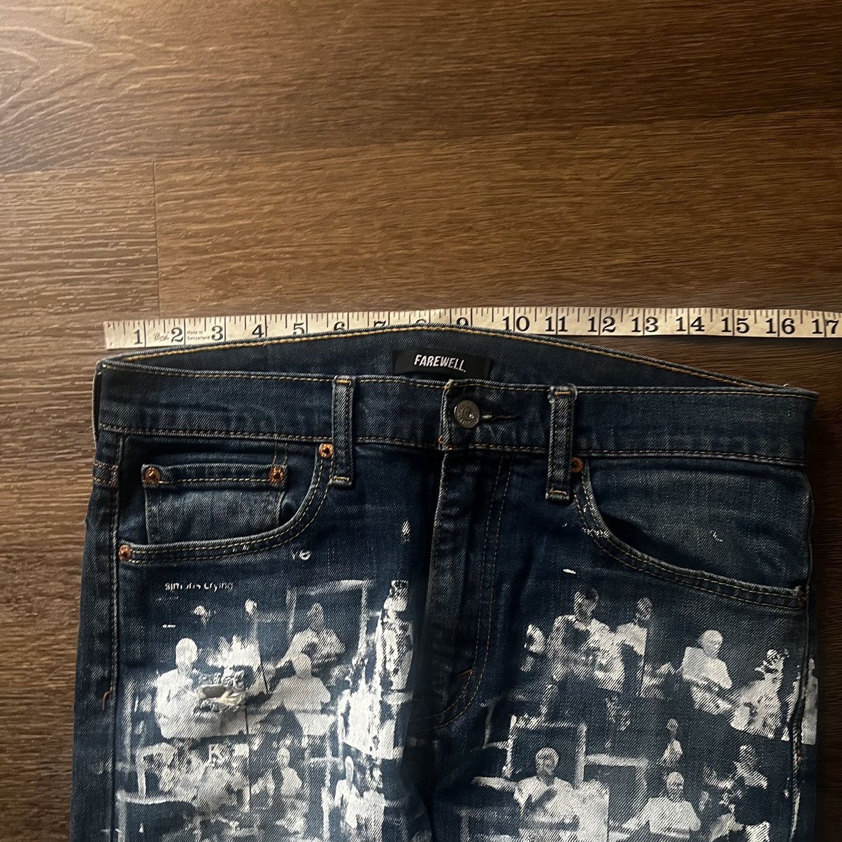 Handmade Mid-Wash Jeans w/ Custom Screen Printing Size US 34 / EU 50 - 4 Thumbnail