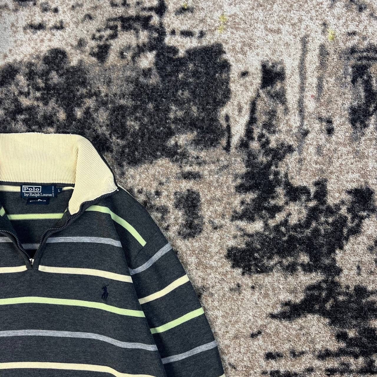 Polo Ralph Lauren Luxury Vintage Striped Quarter Zip Sweater